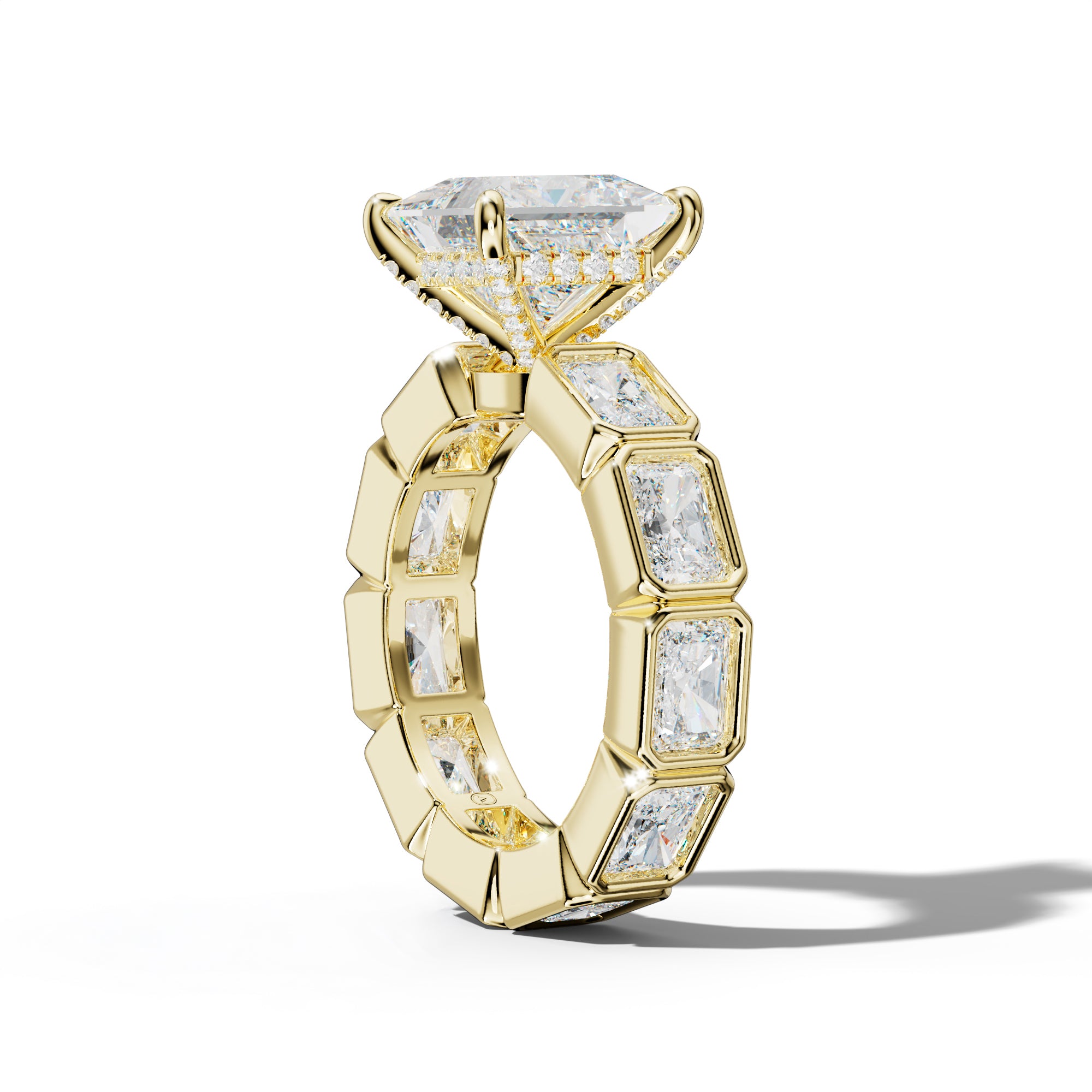 Alivia Princess Cut Engagement Ring With East West Radiant Side Stones