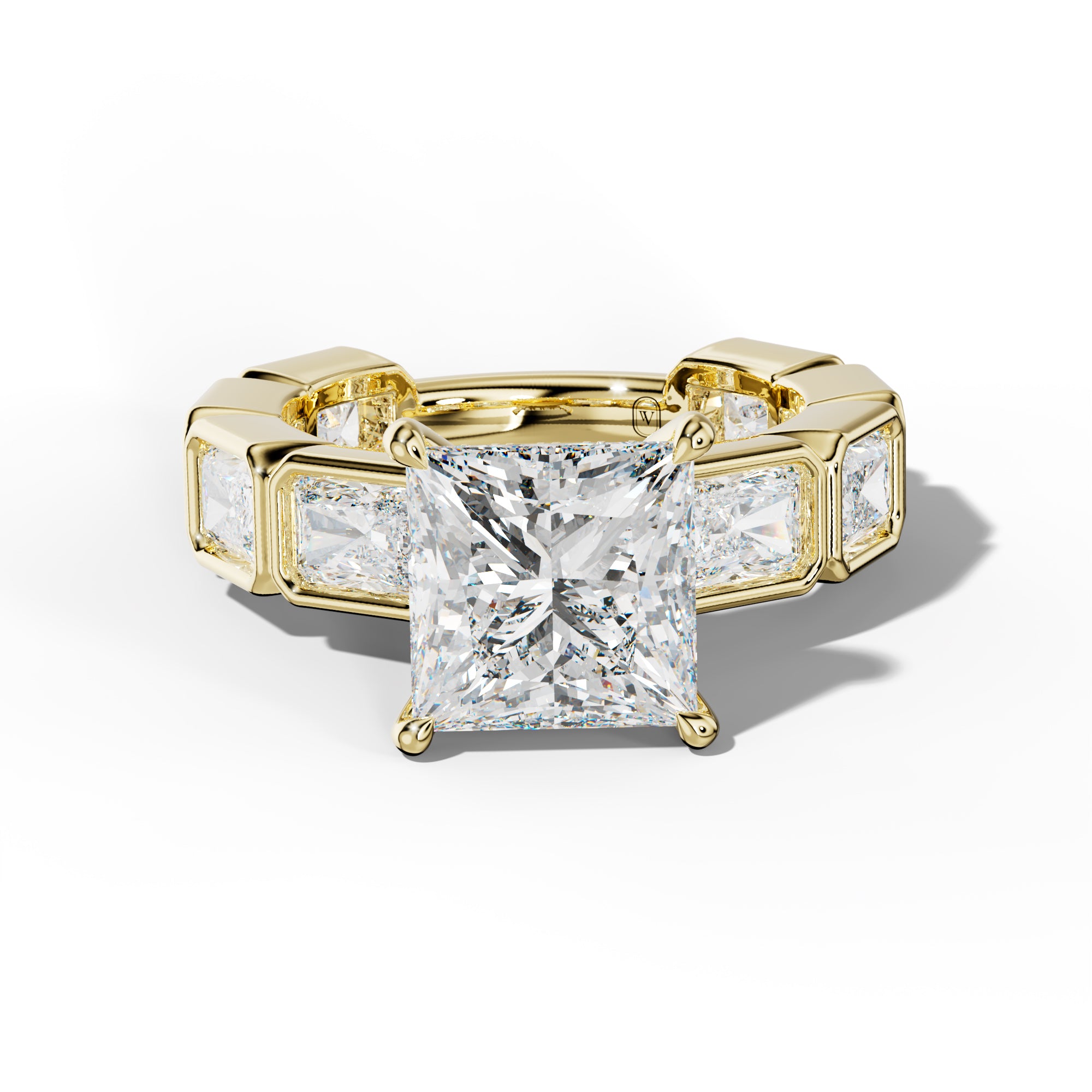 Sloane Princess Cut Engagement Ring With East West Radiant Side Stones