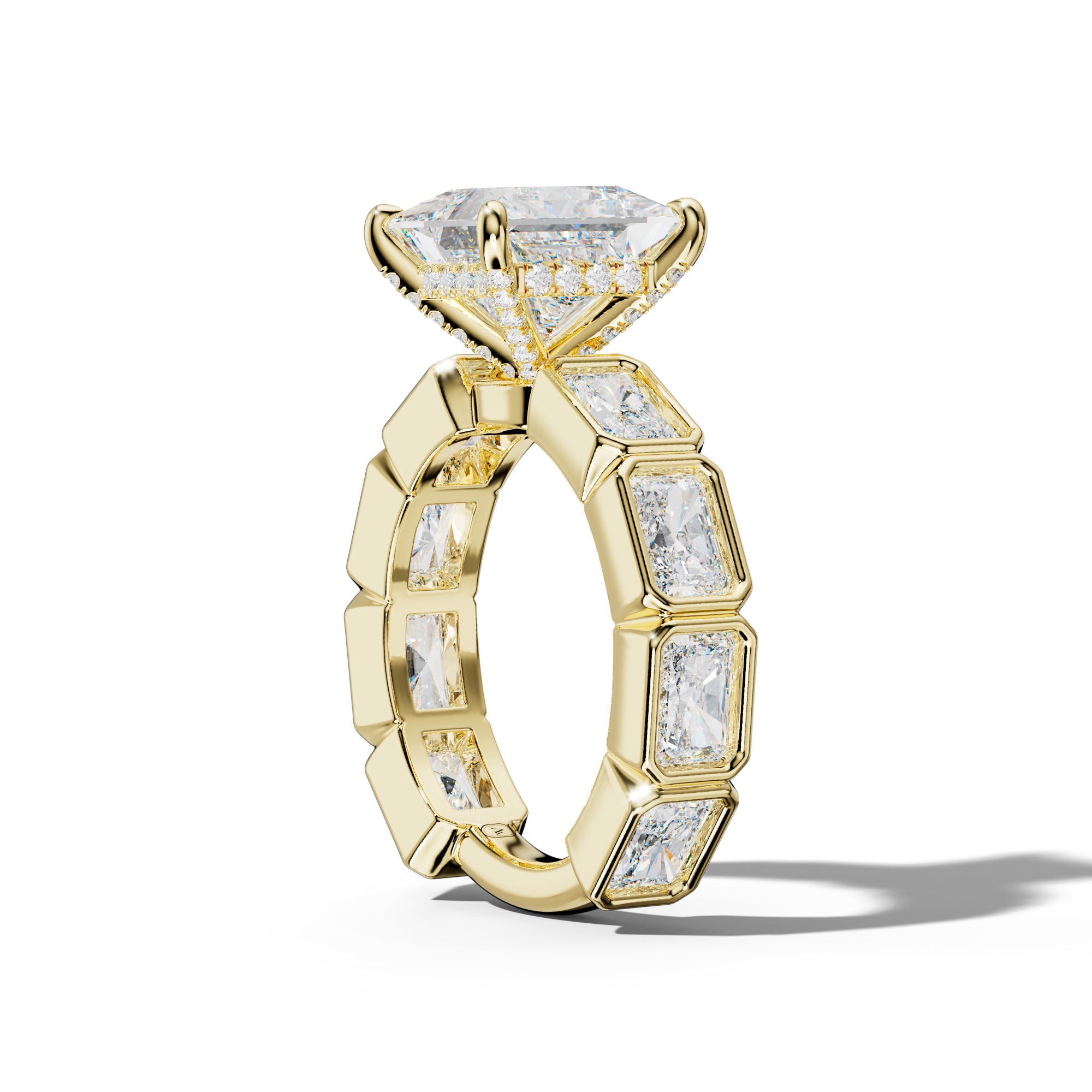 Sloane Princess Cut Engagement Ring With East West Radiant Side Stones