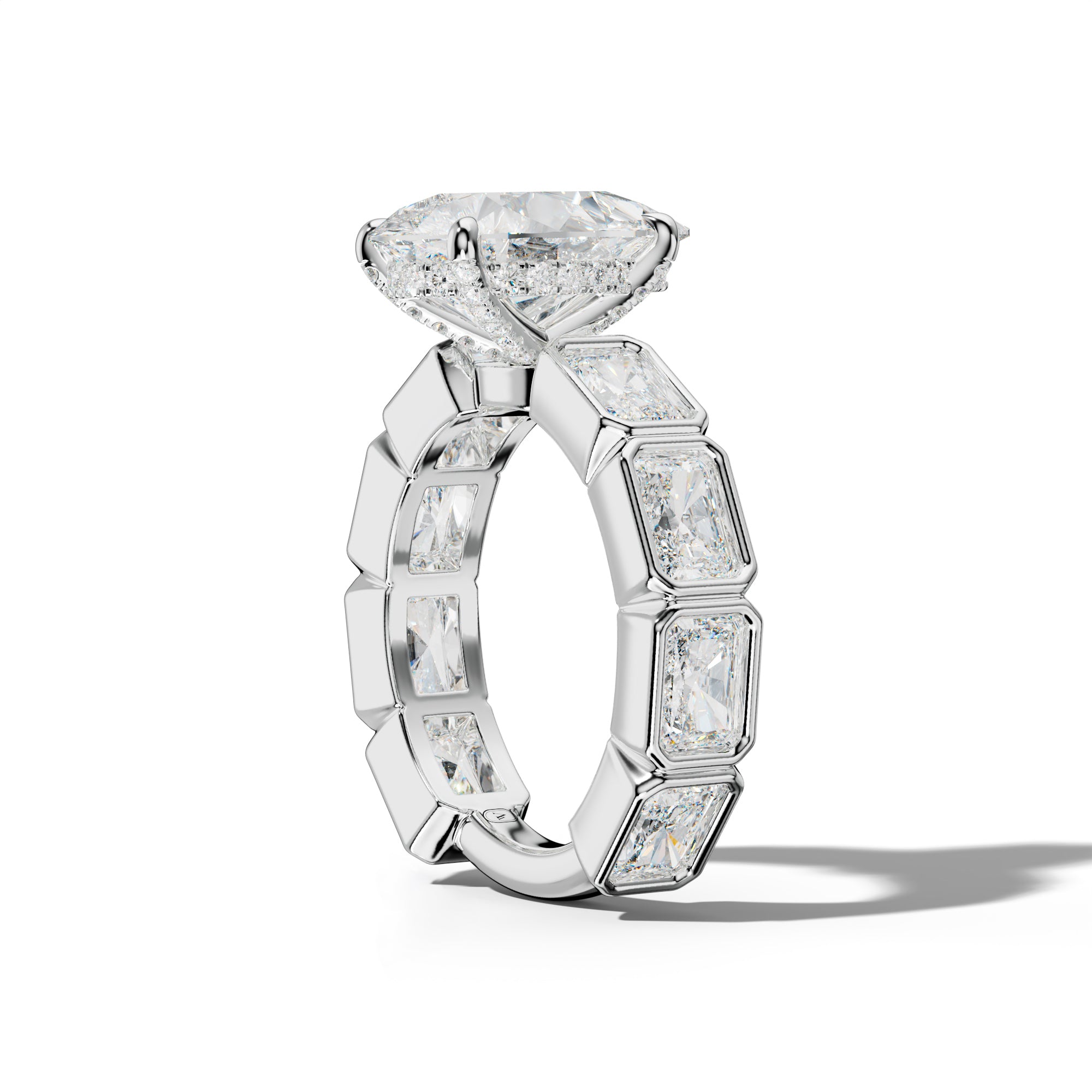 Sloane Pear Shape Engagement Ring With East West Radiant Side Stones