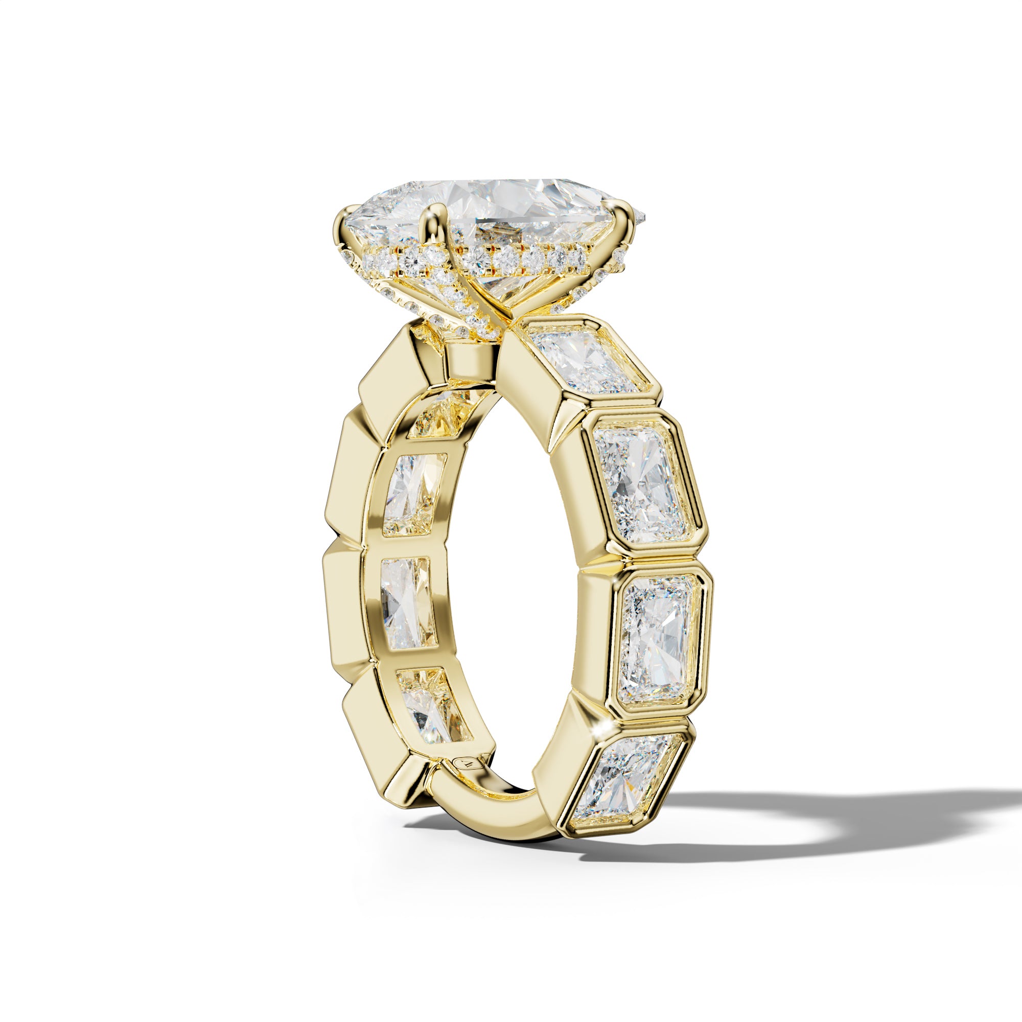 Sloane Pear Shape Engagement Ring With East West Radiant Side Stones