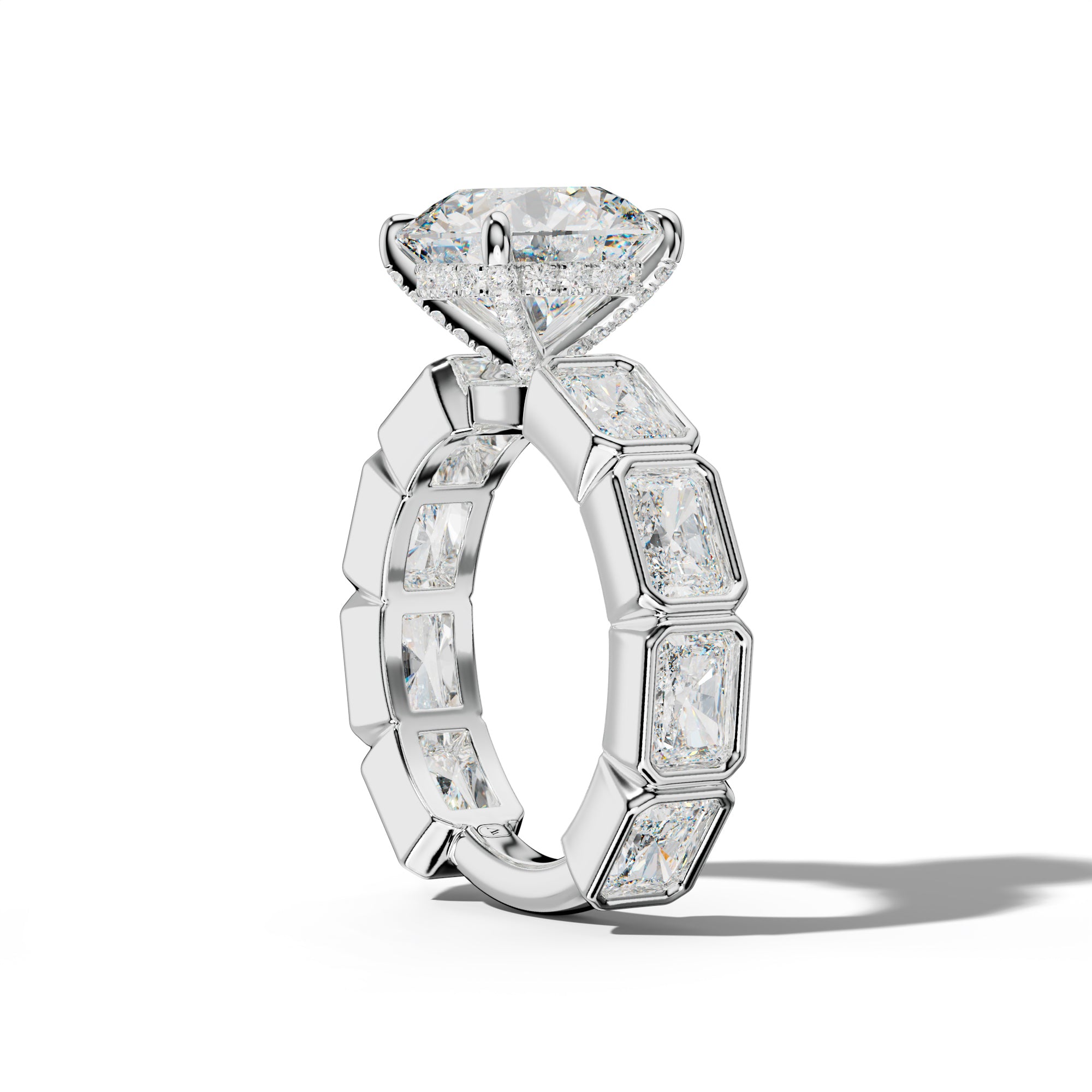 Sloane Round Diamond Engagement Ring With East West Radiant Side Stones
