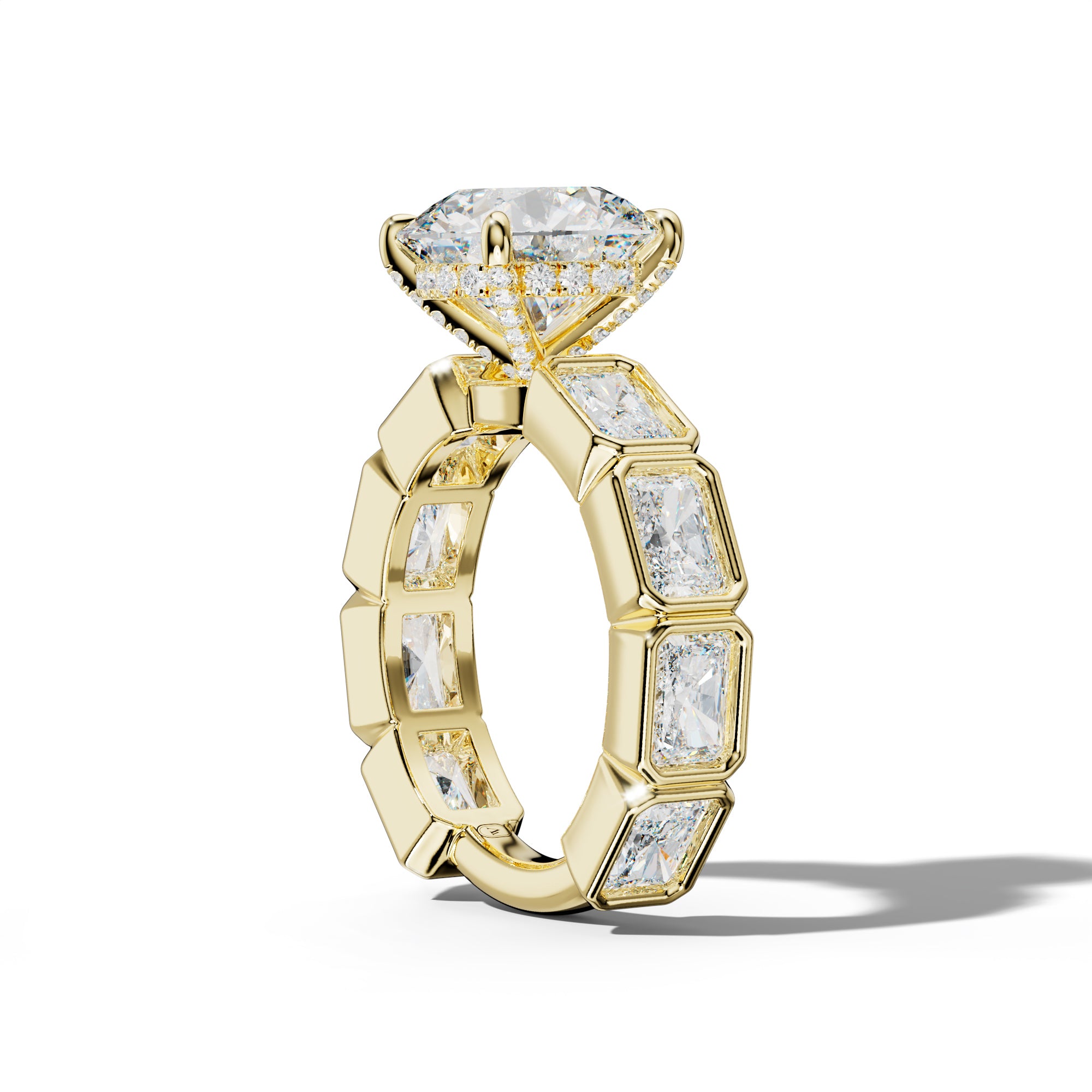 Sloane Round Diamond Engagement Ring With East West Radiant Side Stones