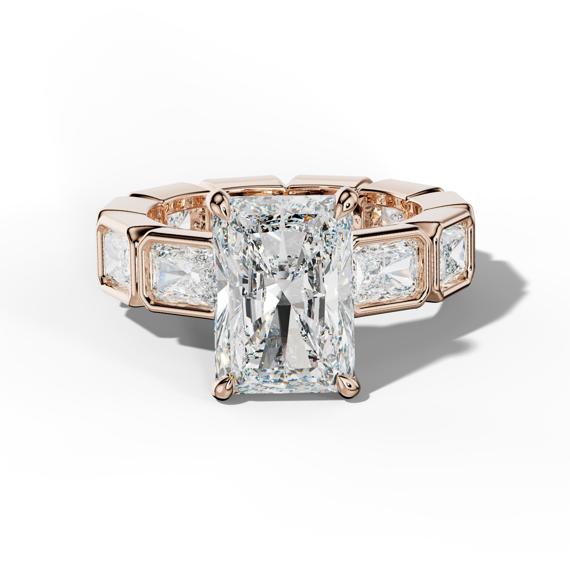 Alivia Radiant Diamond Engagement Ring With East West Radiant Side Stones