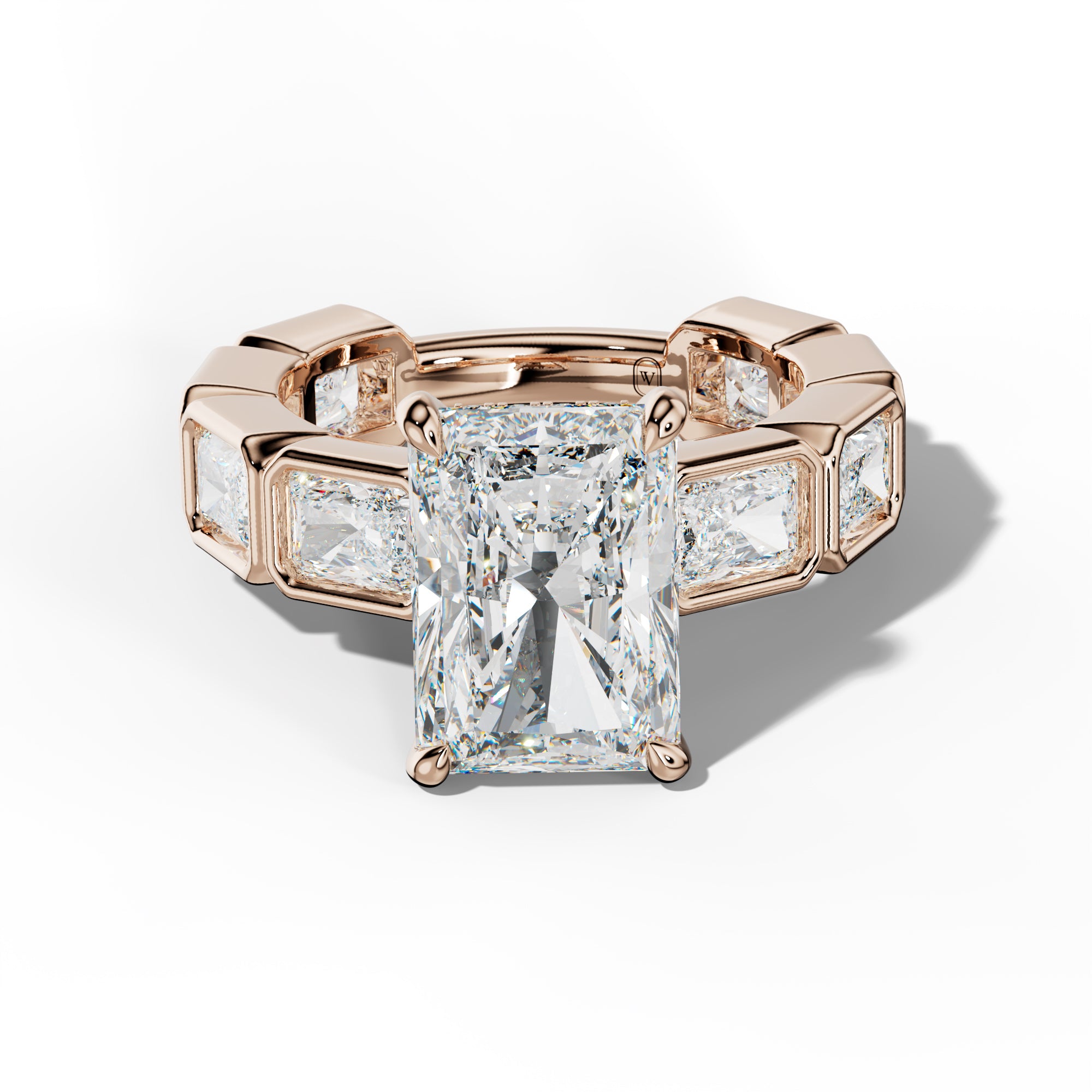 Sloane Radiant Diamond Engagement Ring With East West Radiant Side Stones