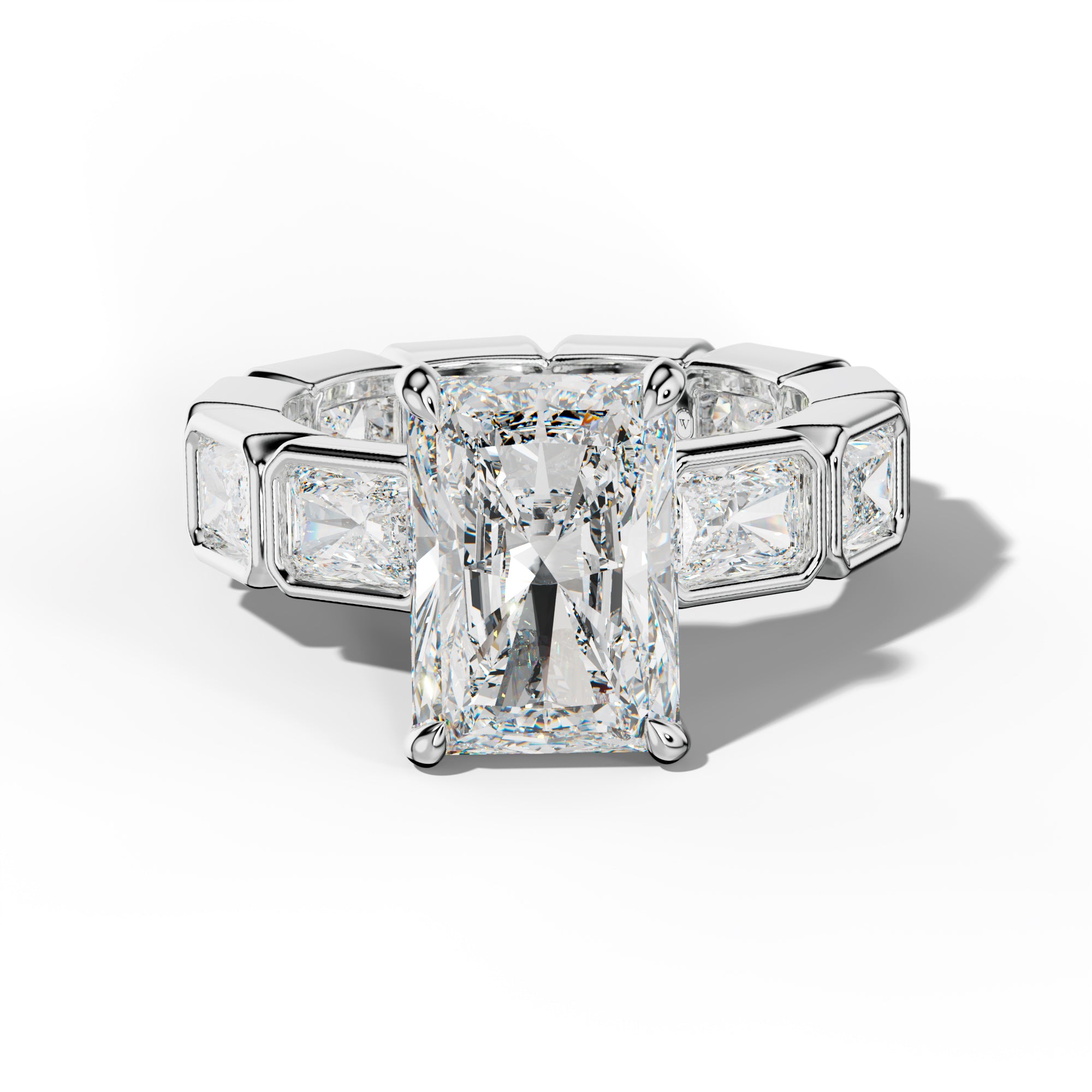 Alivia Radiant Diamond Engagement Ring With East West Radiant Side Stones