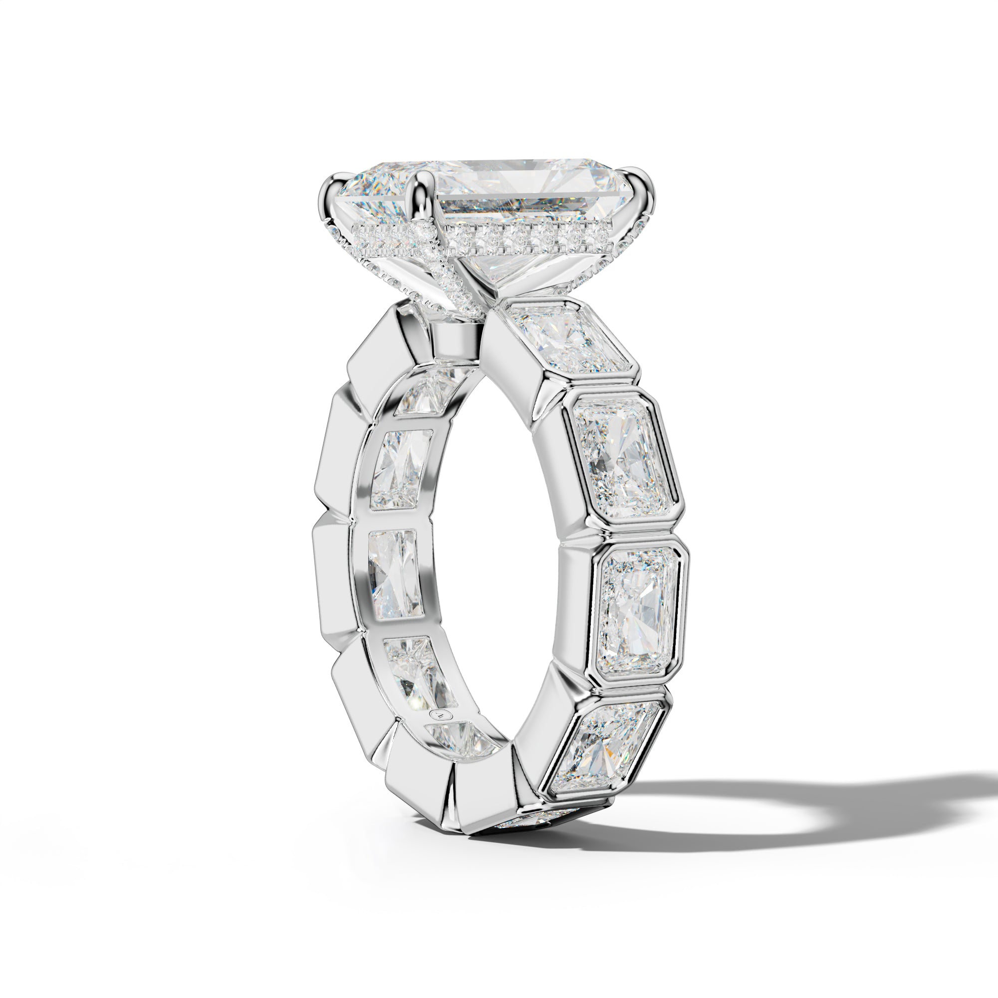 Alivia Radiant Diamond Engagement Ring With East West Radiant Side Stones