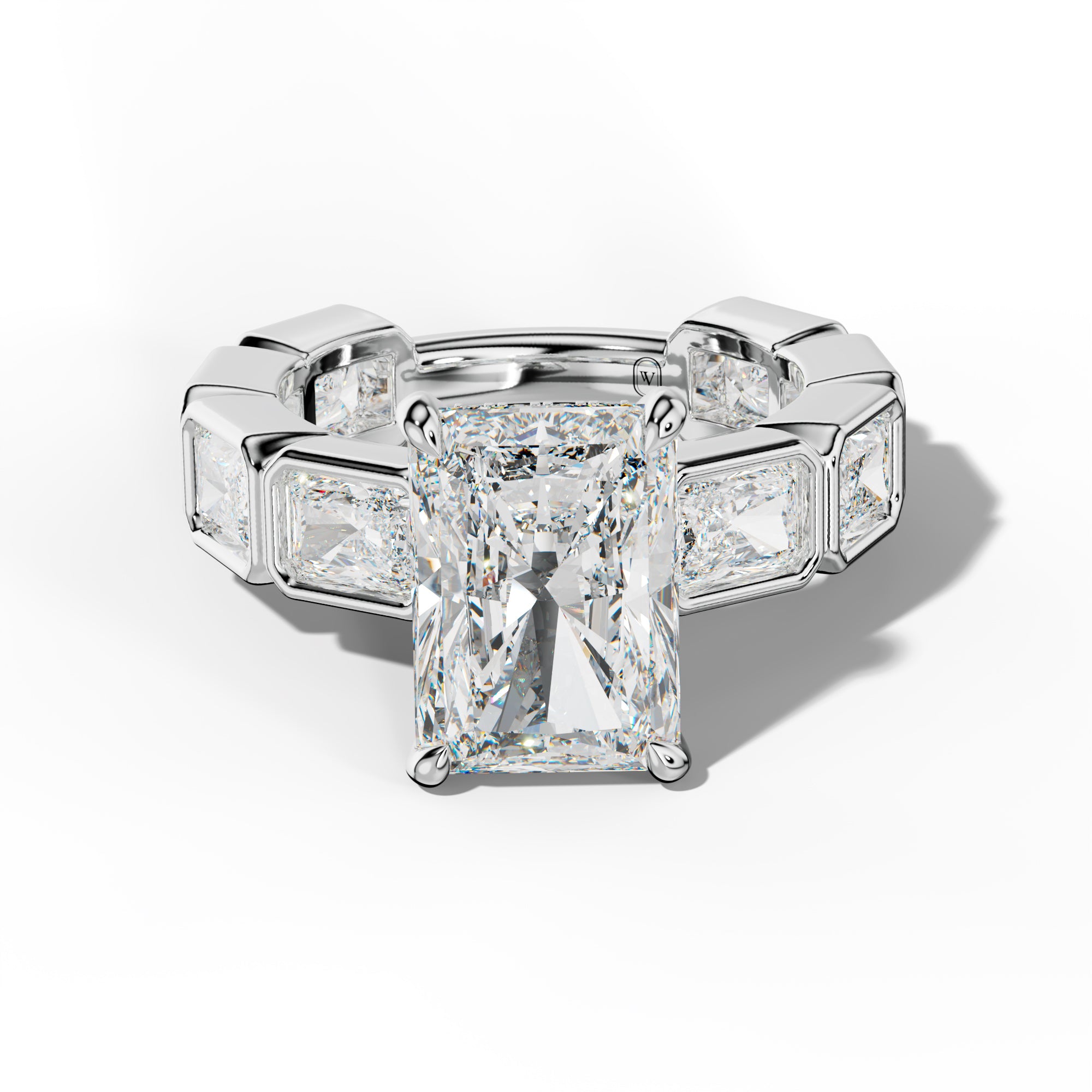 Sloane Radiant Diamond Engagement Ring With East West Radiant Side Stones