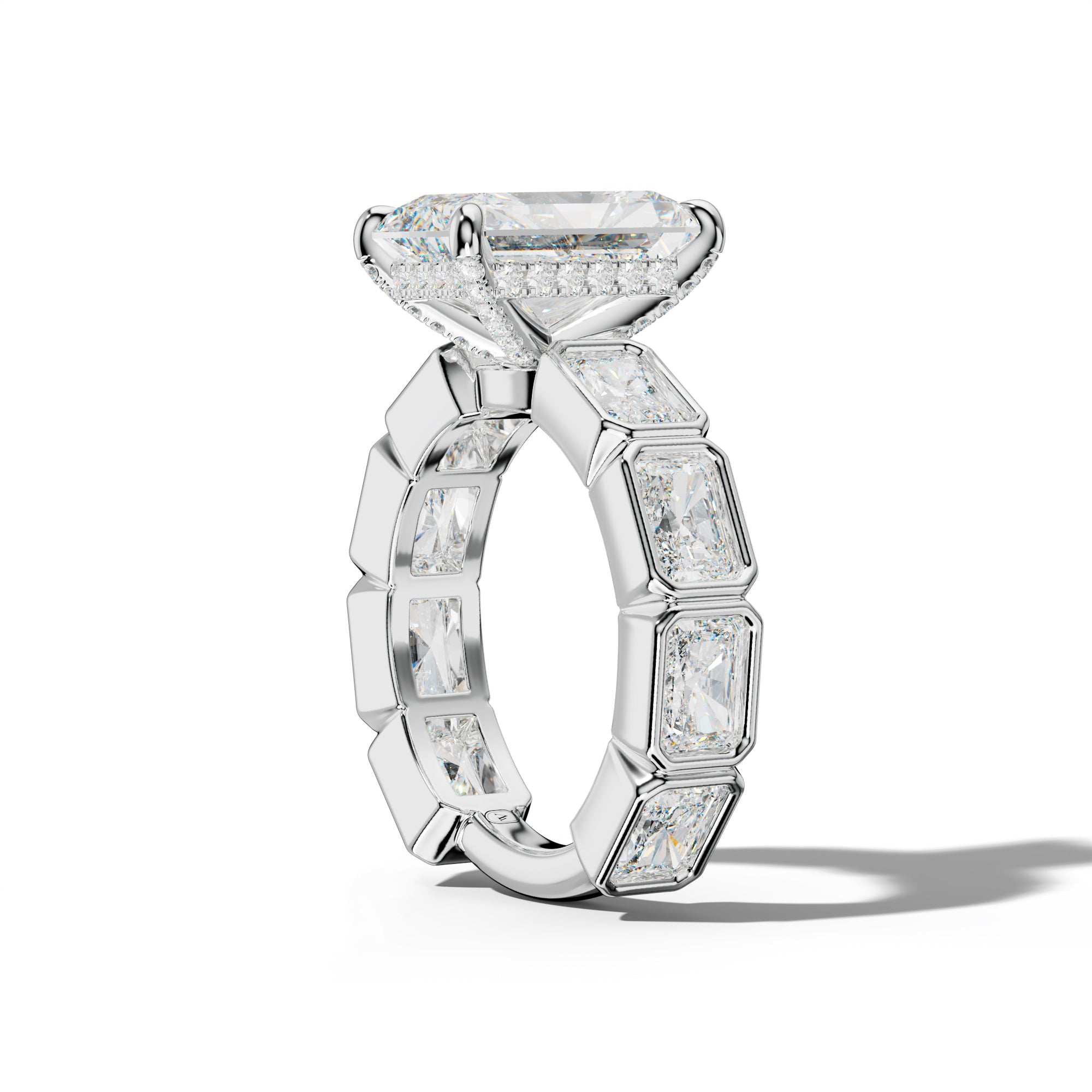 Sloane Radiant Diamond Engagement Ring With East West Radiant Side Stones