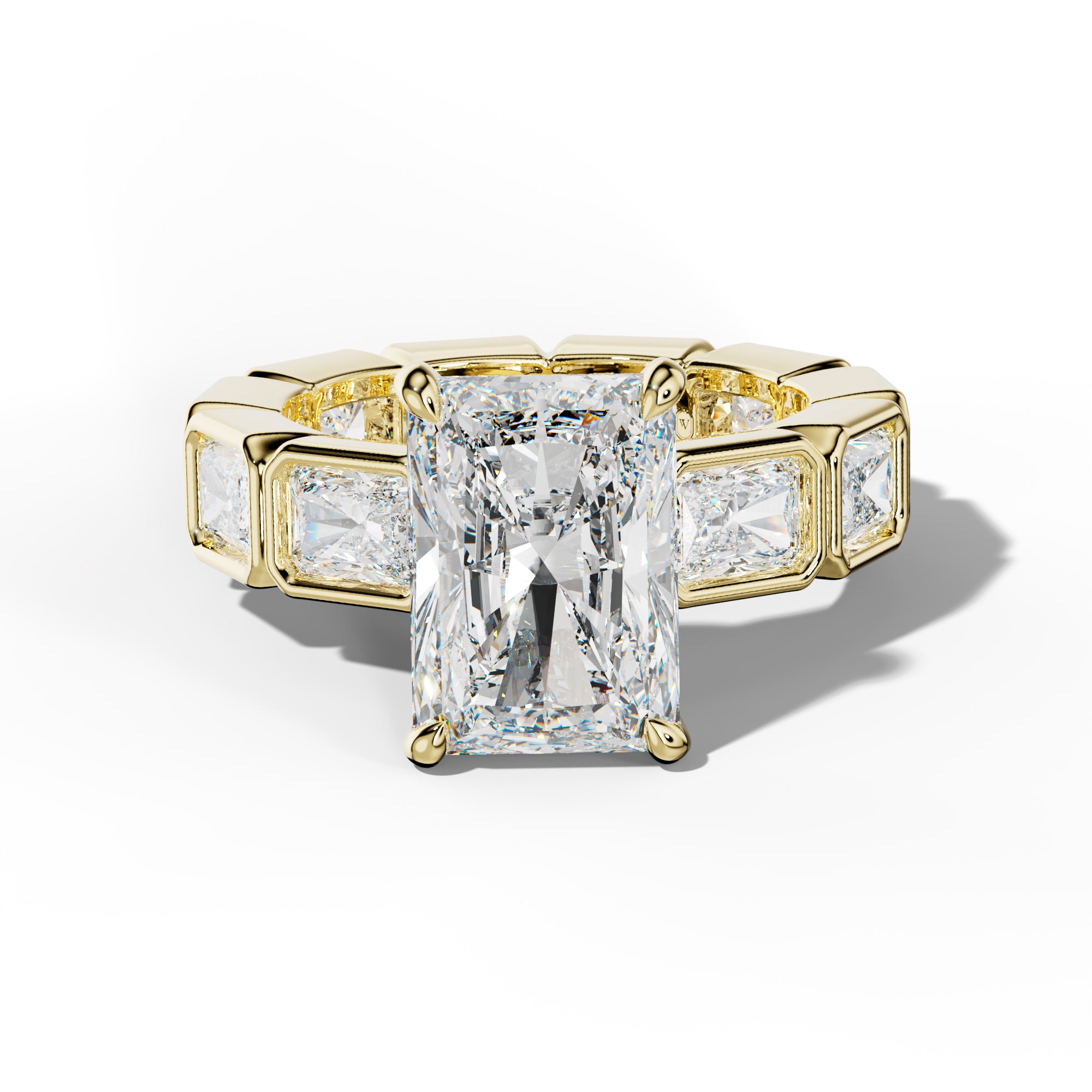 Alivia Radiant Diamond Engagement Ring With East West Radiant Side Stones