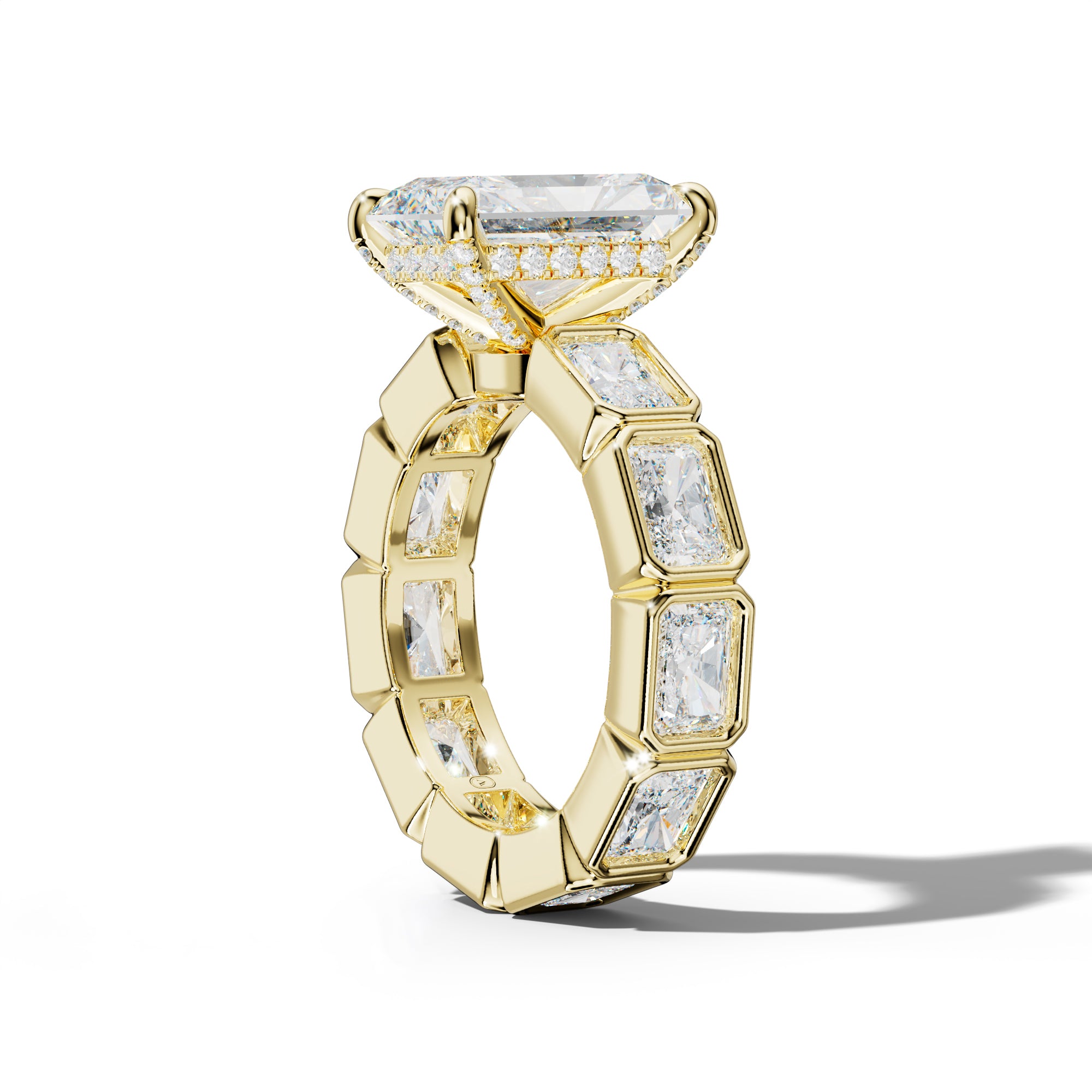 Alivia Radiant Diamond Engagement Ring With East West Radiant Side Stones