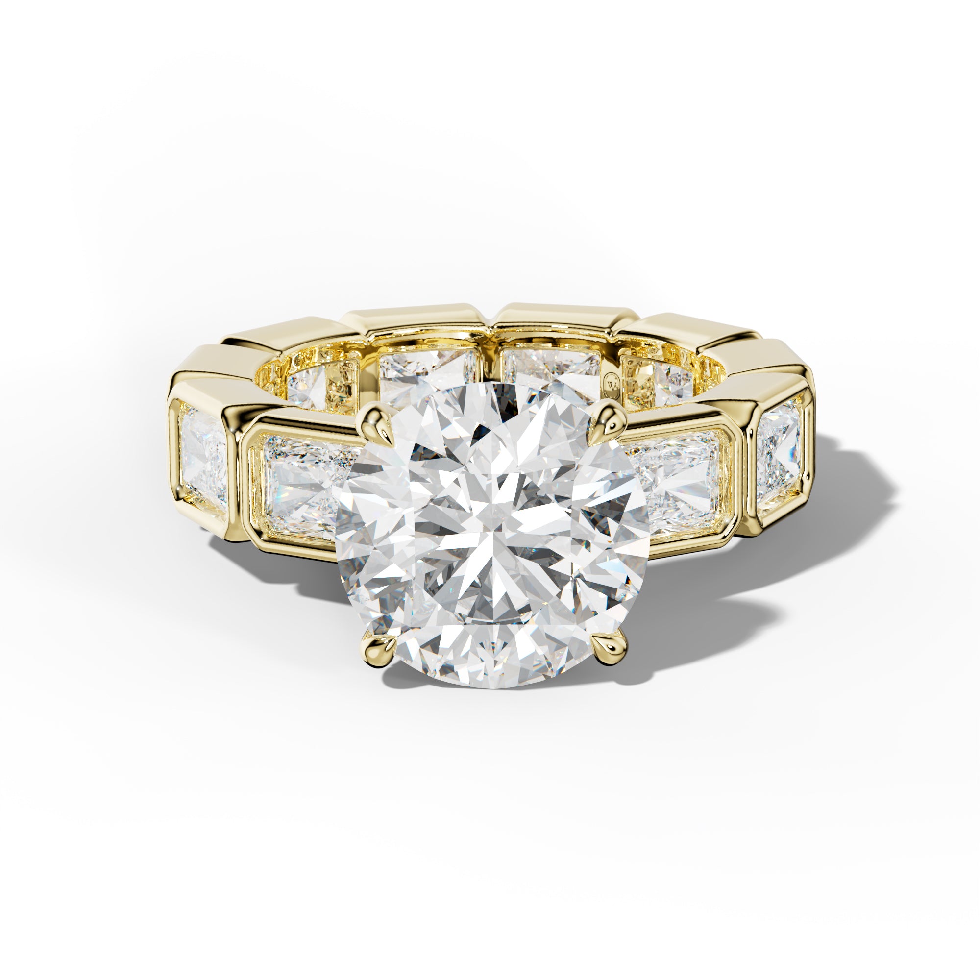 Alivia Round Diamond Engagement Ring With East West Radiant Side Stones