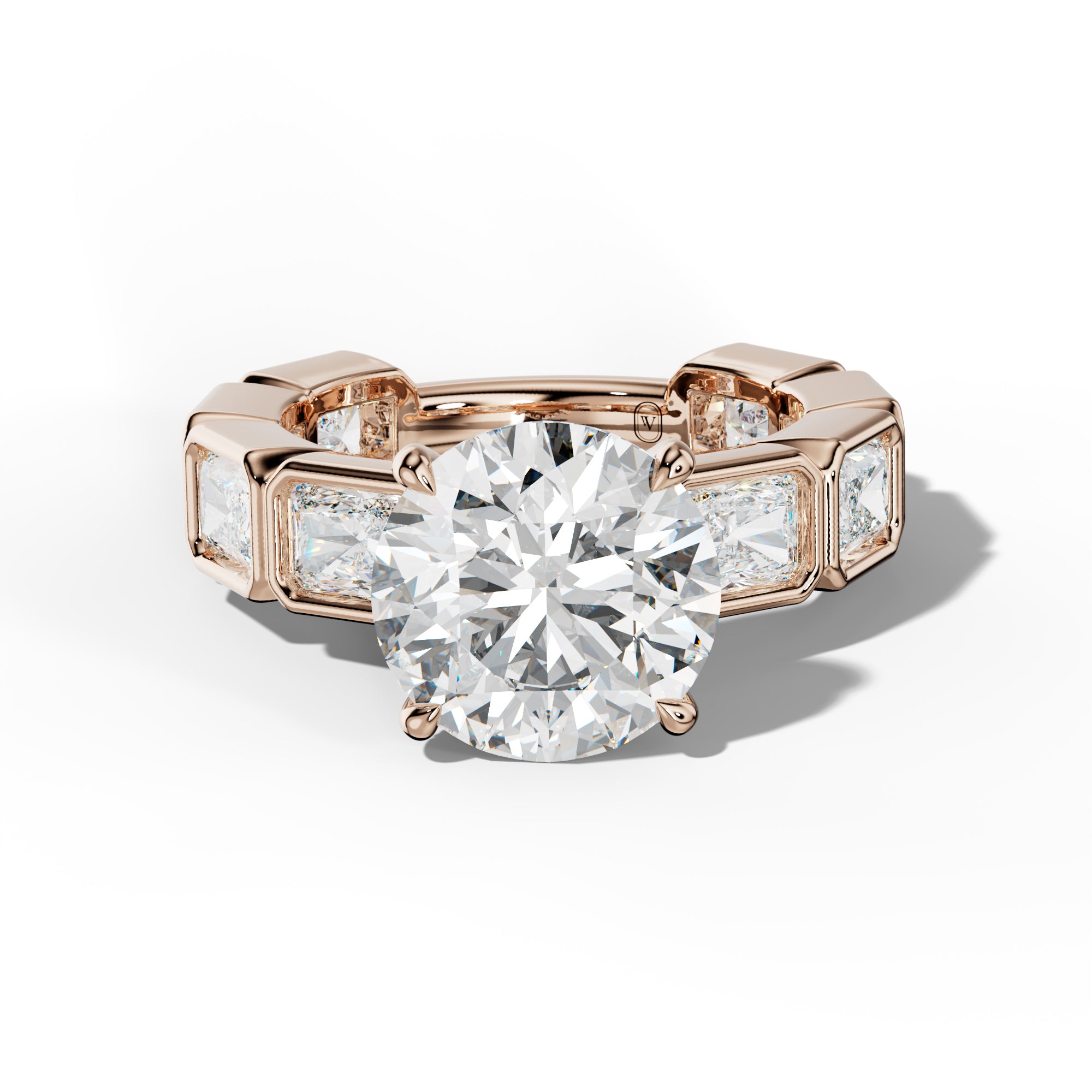 Sloane Round Diamond Engagement Ring With East West Radiant Side Stones