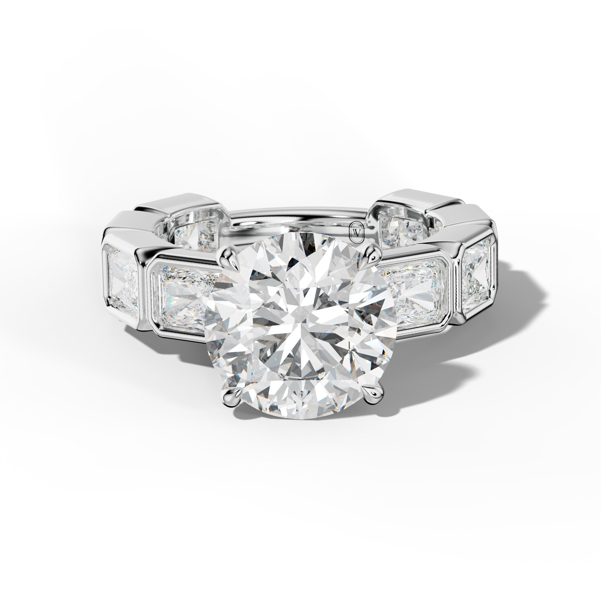 Sloane Round Diamond Engagement Ring With East West Radiant Side Stones