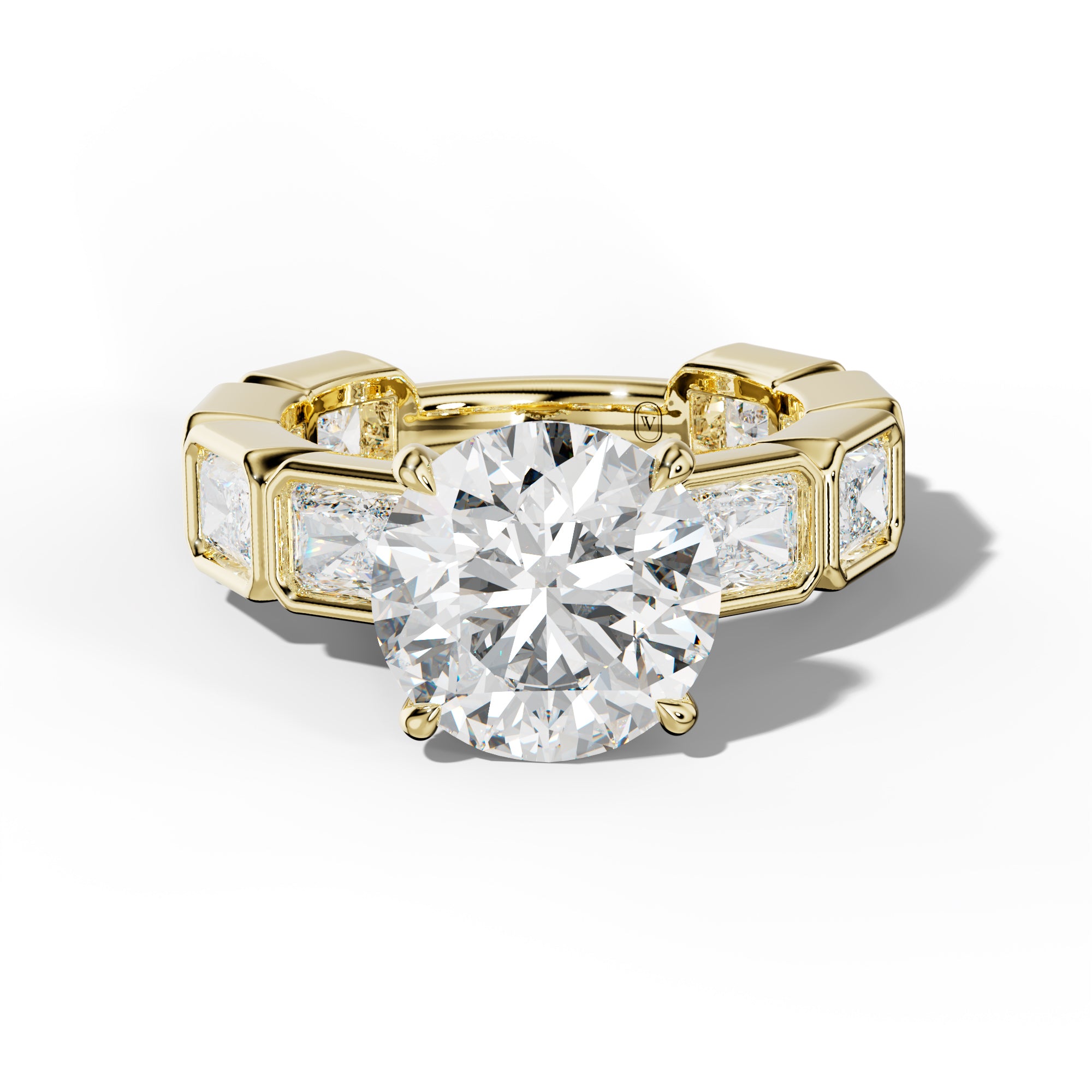 Sloane Round Diamond Engagement Ring With East West Radiant Side Stones