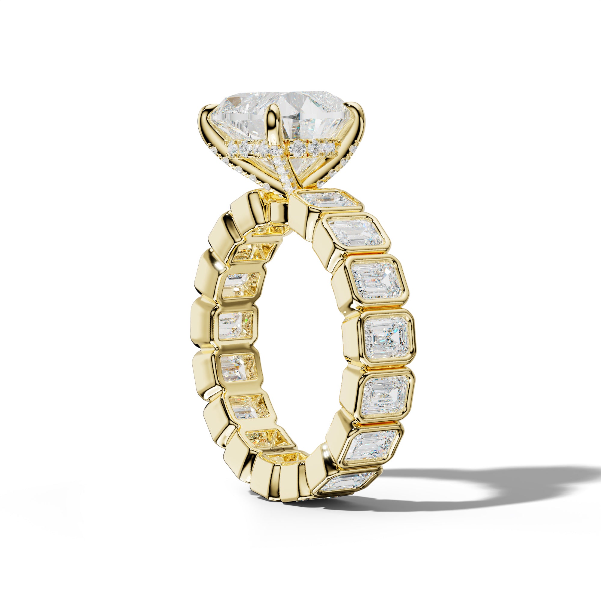 Palmer Heart Diamond Engagement Ring With Emerald Side Stones