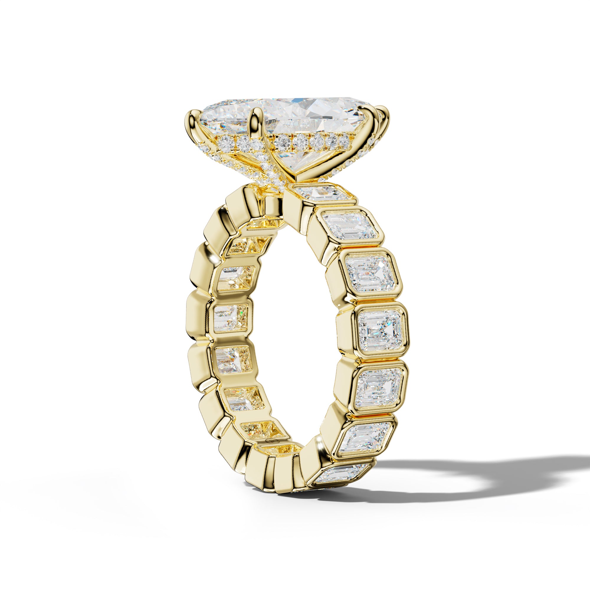 Palmer Marquise Diamond Engagement Ring With Emerald Side Stones