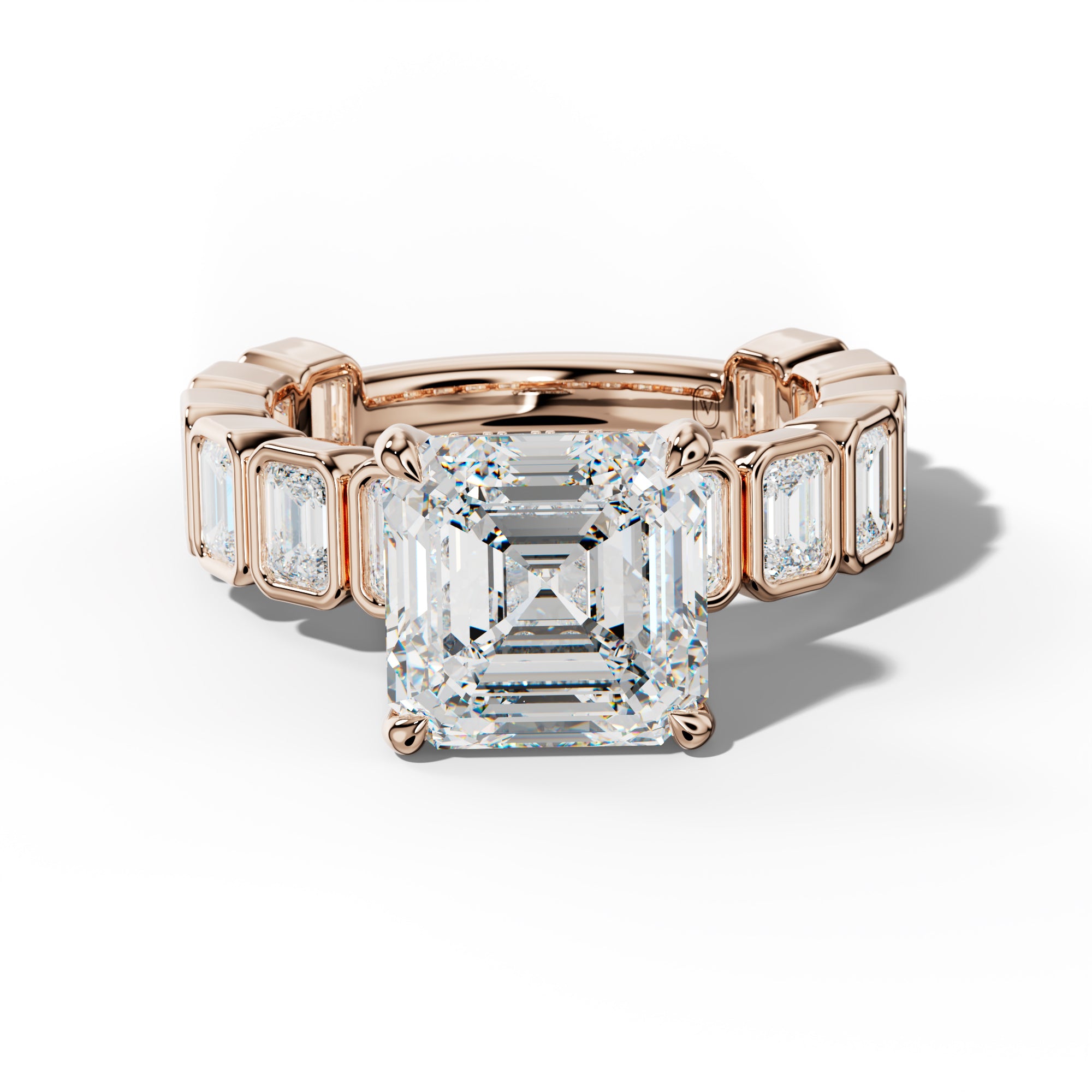 Maizie Asscher Diamond Engagement Ring With Emerald Side Stones