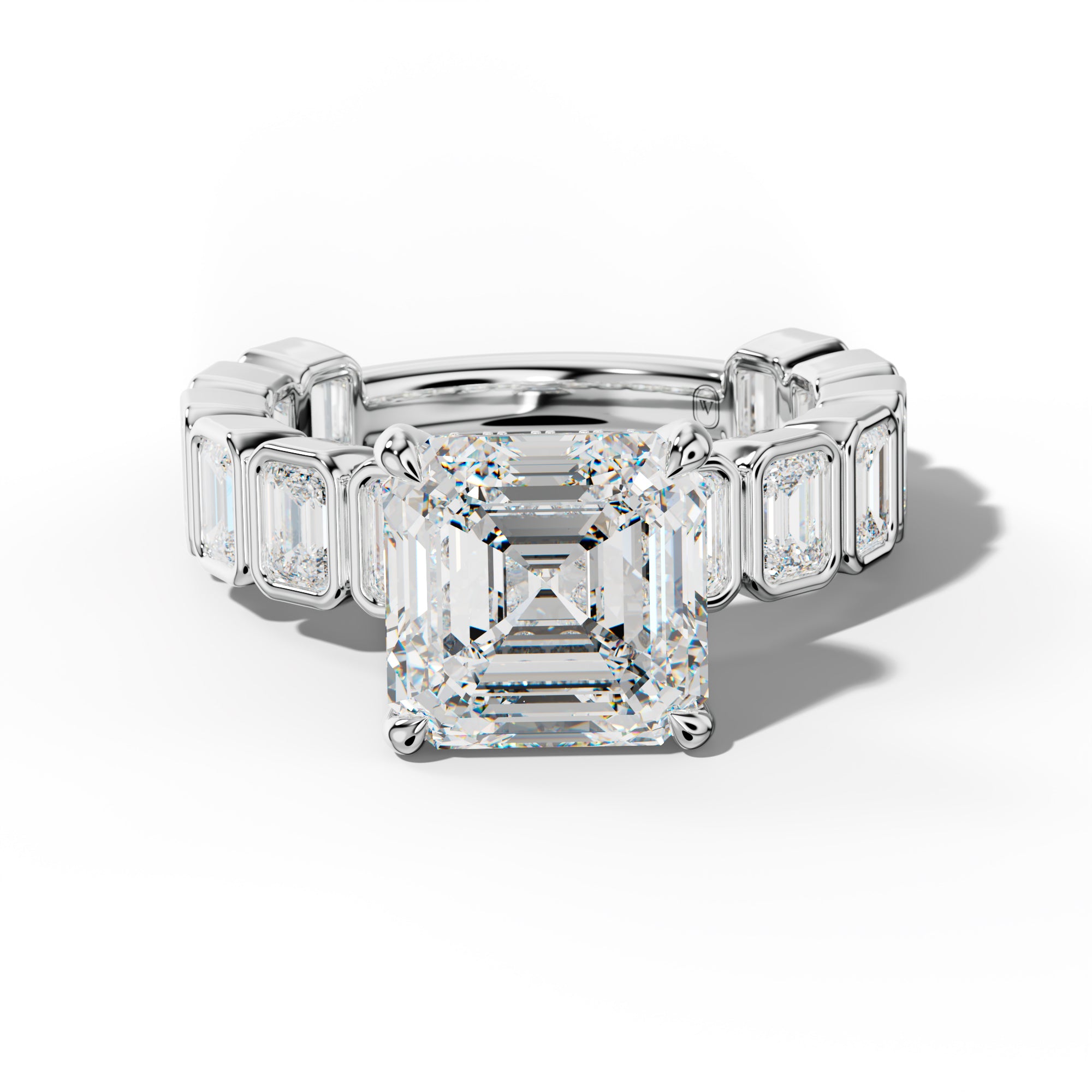Maizie Asscher Diamond Engagement Ring With Emerald Side Stones