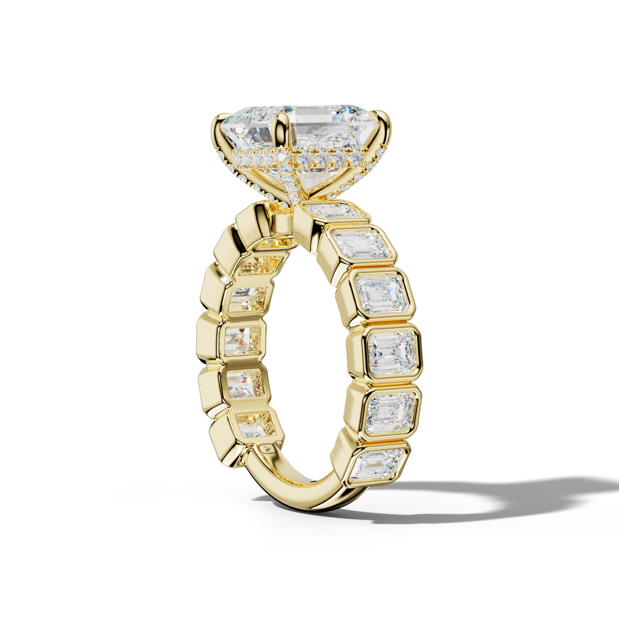 Maizie Asscher Diamond Engagement Ring With Emerald Side Stones