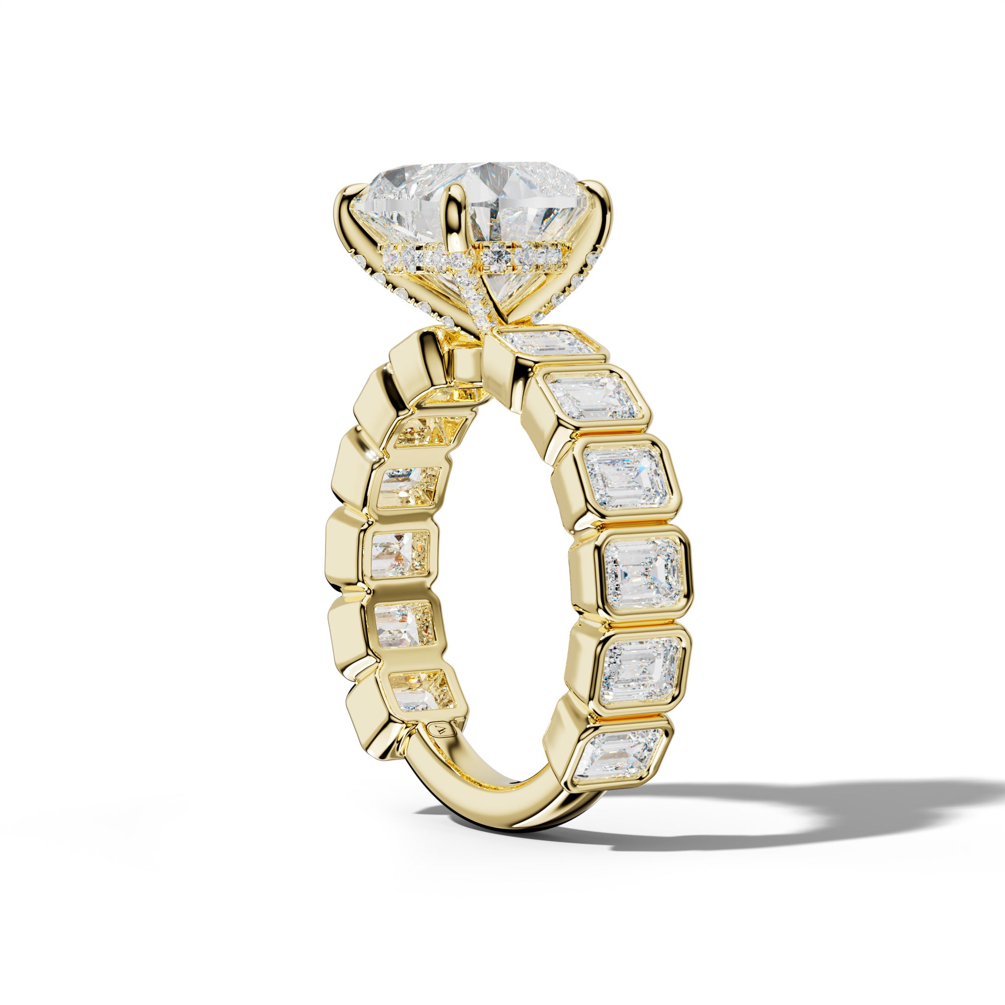Maizie Heart Diamond Engagement Ring With Emerald Side Stones
