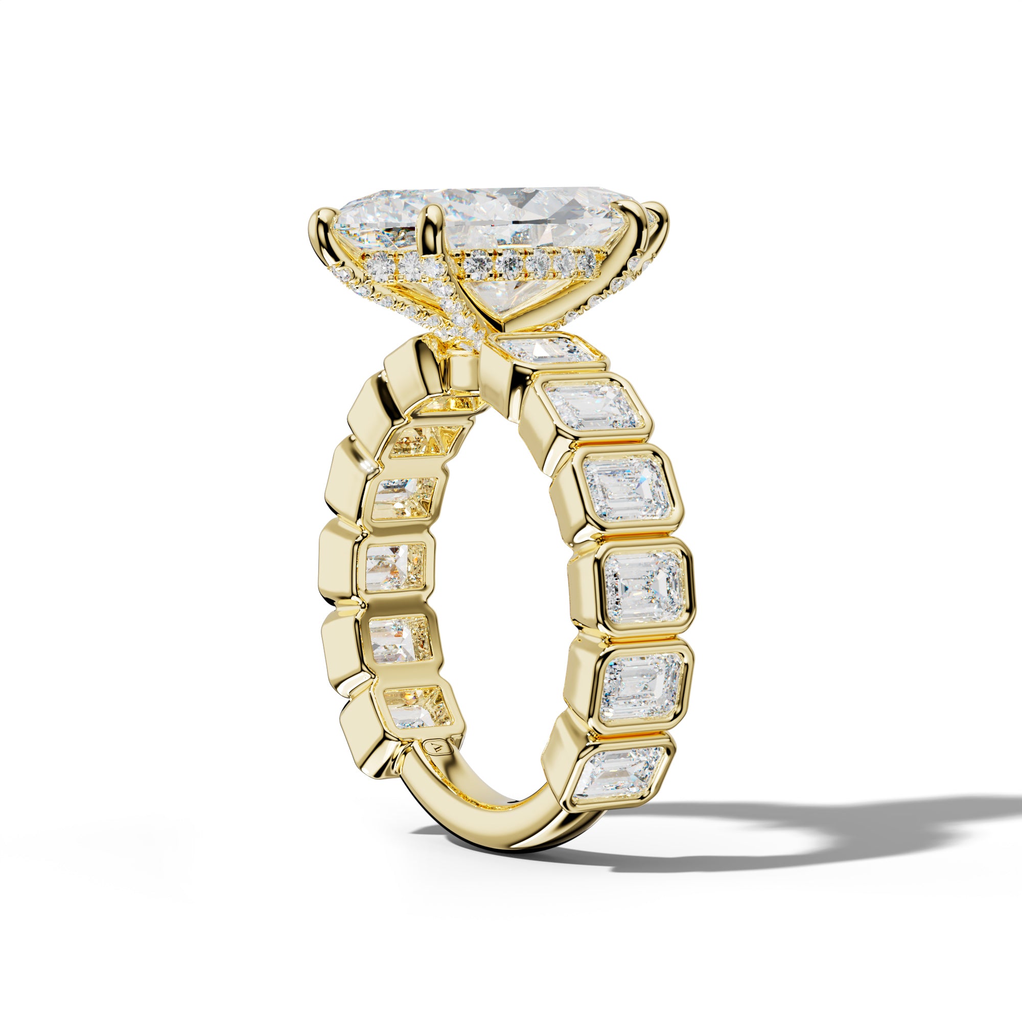 Maizie Marquise Diamond Engagement Ring With Emerald Side Stones