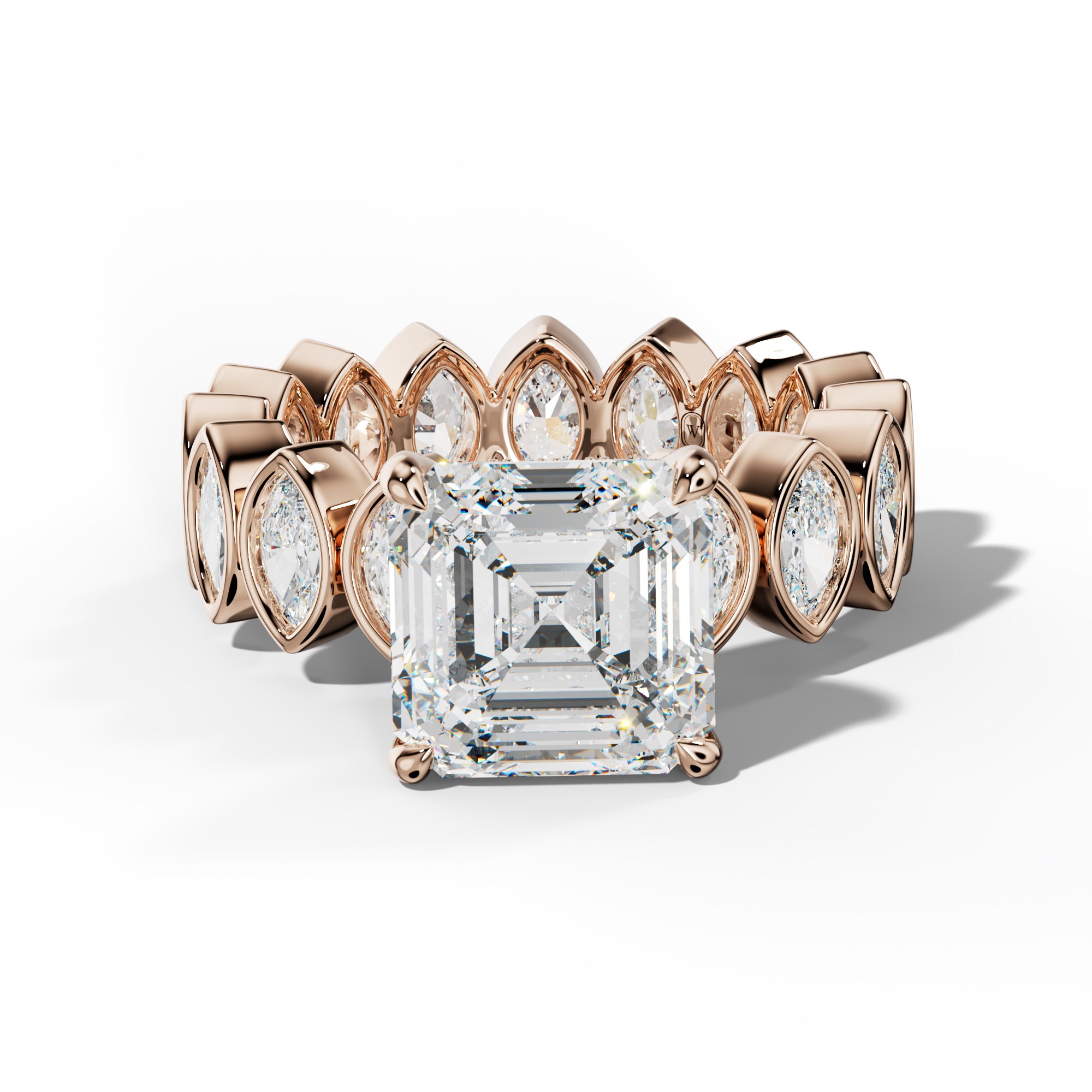 Delaney Asscher Diamond Engagement Ring With Marquise Side Stones