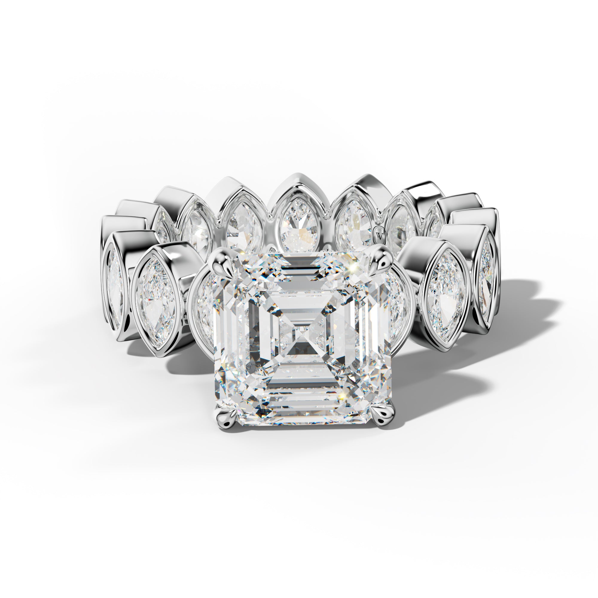 Delaney Asscher Diamond Engagement Ring With Marquise Side Stones