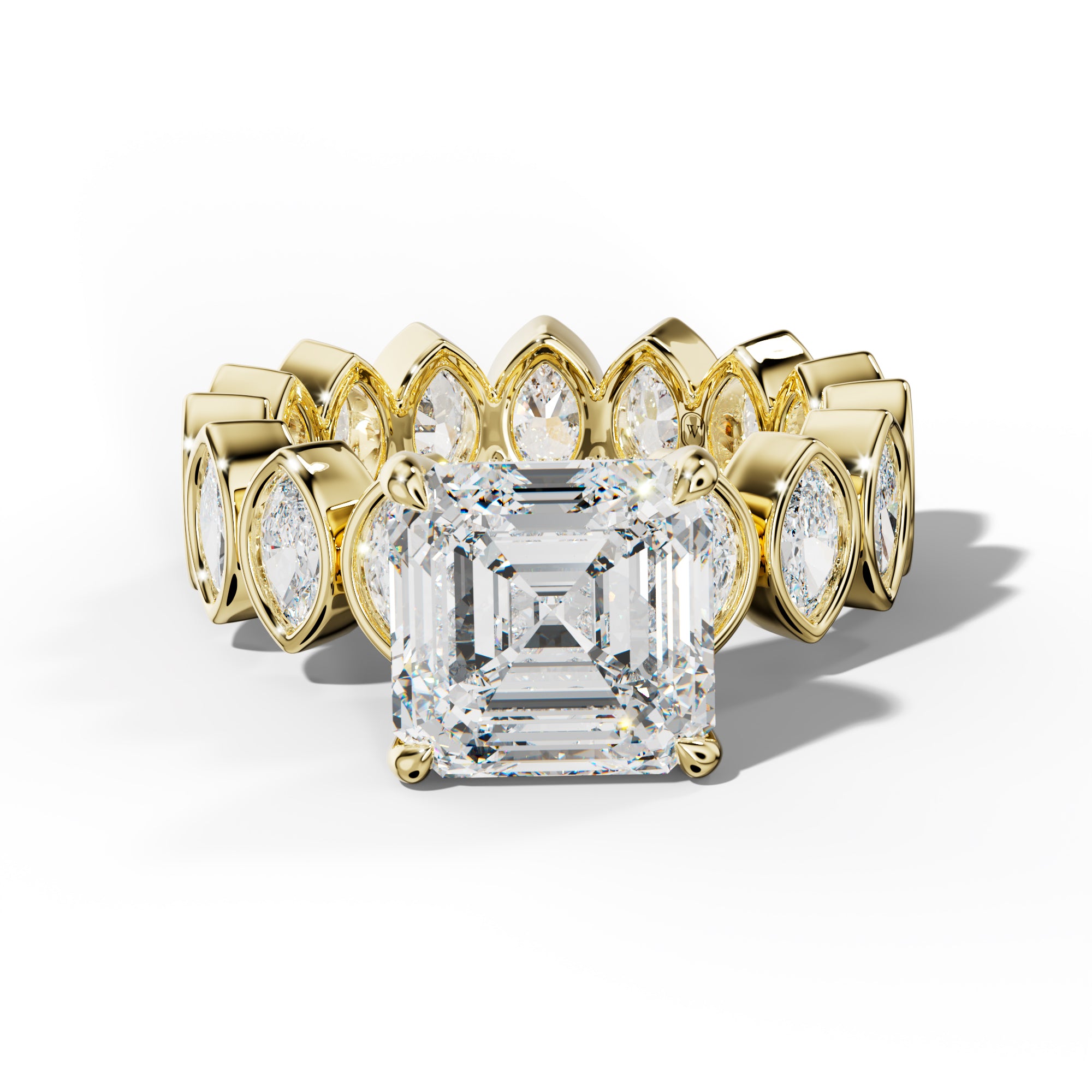Delaney Asscher Diamond Engagement Ring With Marquise Side Stones