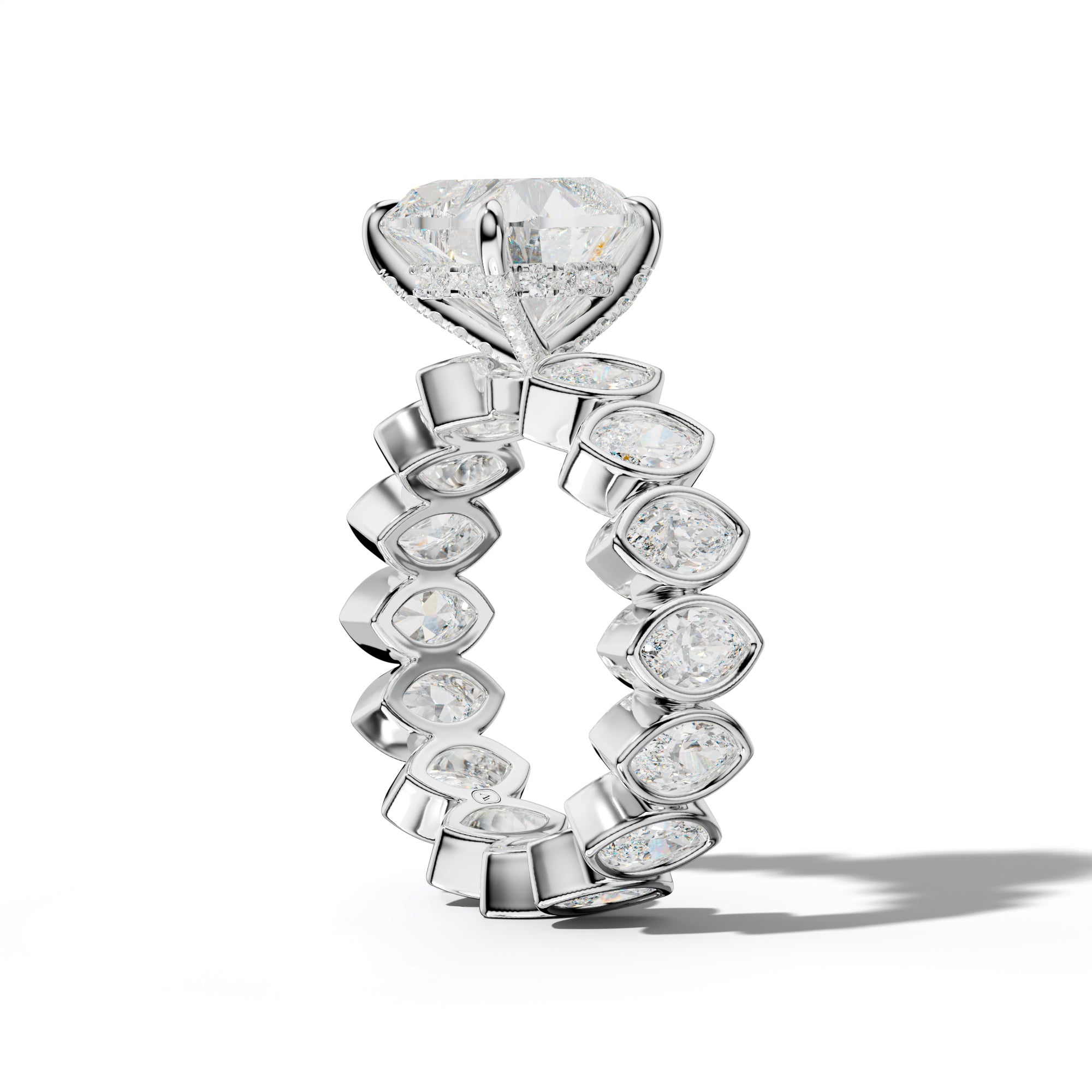 Delaney Heart Diamond Engagement Ring With Marquise Side Stones