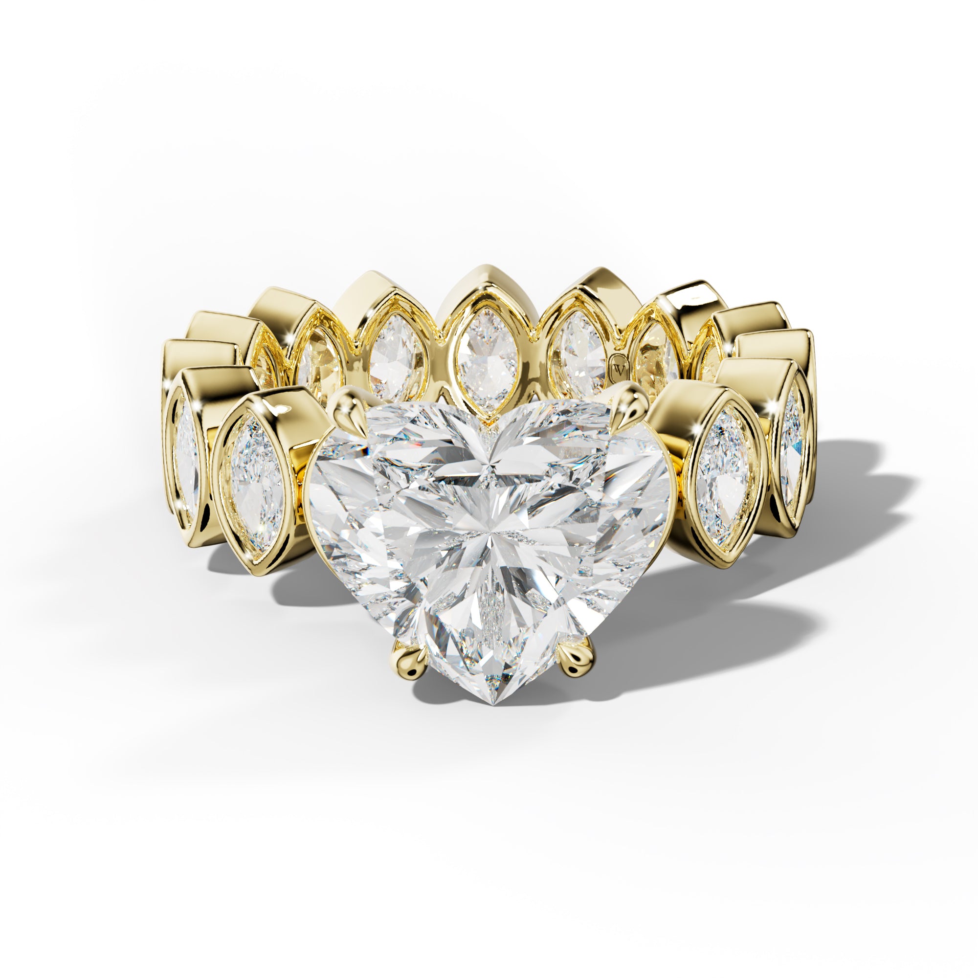 Delaney Heart Diamond Engagement Ring With Marquise Side Stones