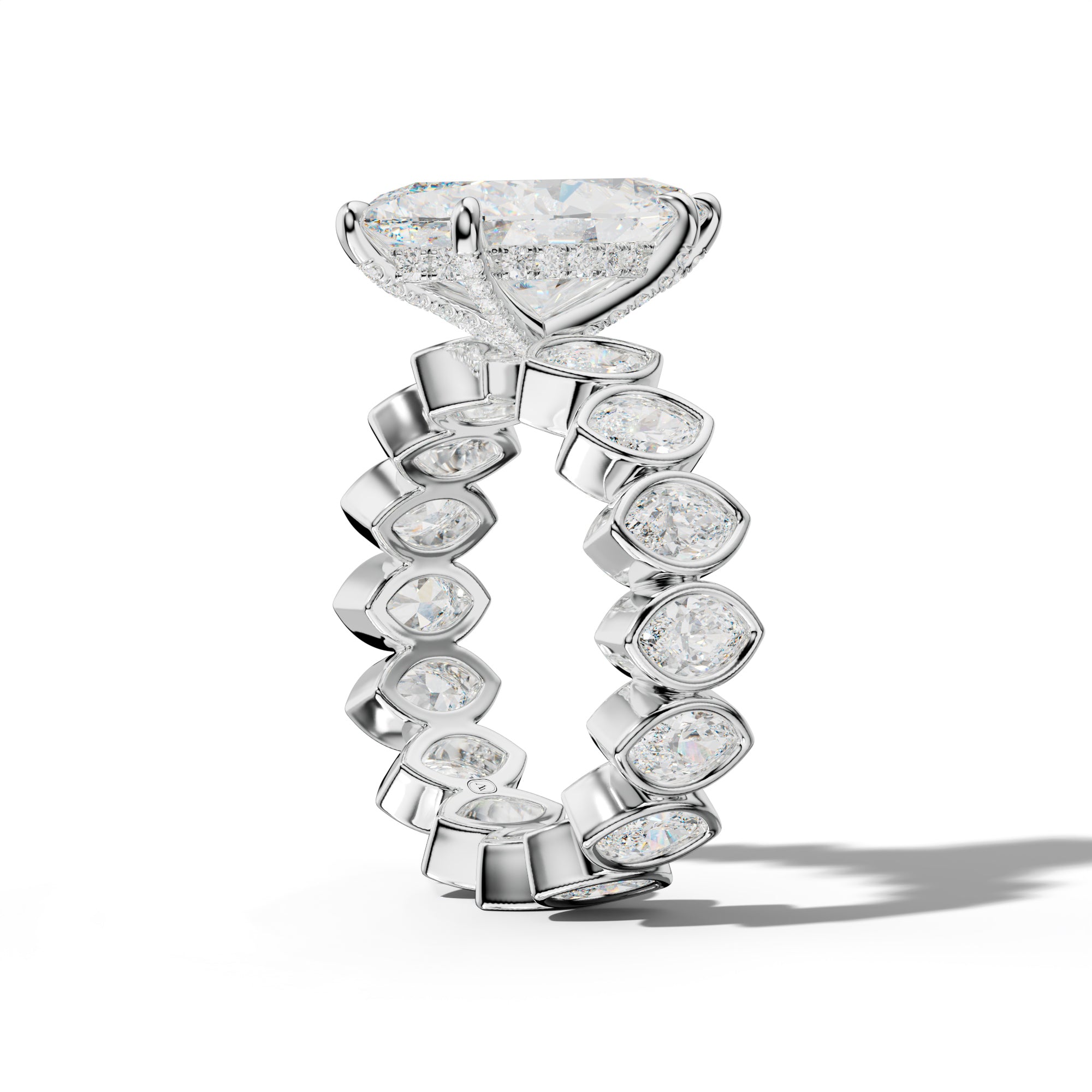Delaney Marquise Diamond Engagement Ring With Marquise Side Stones