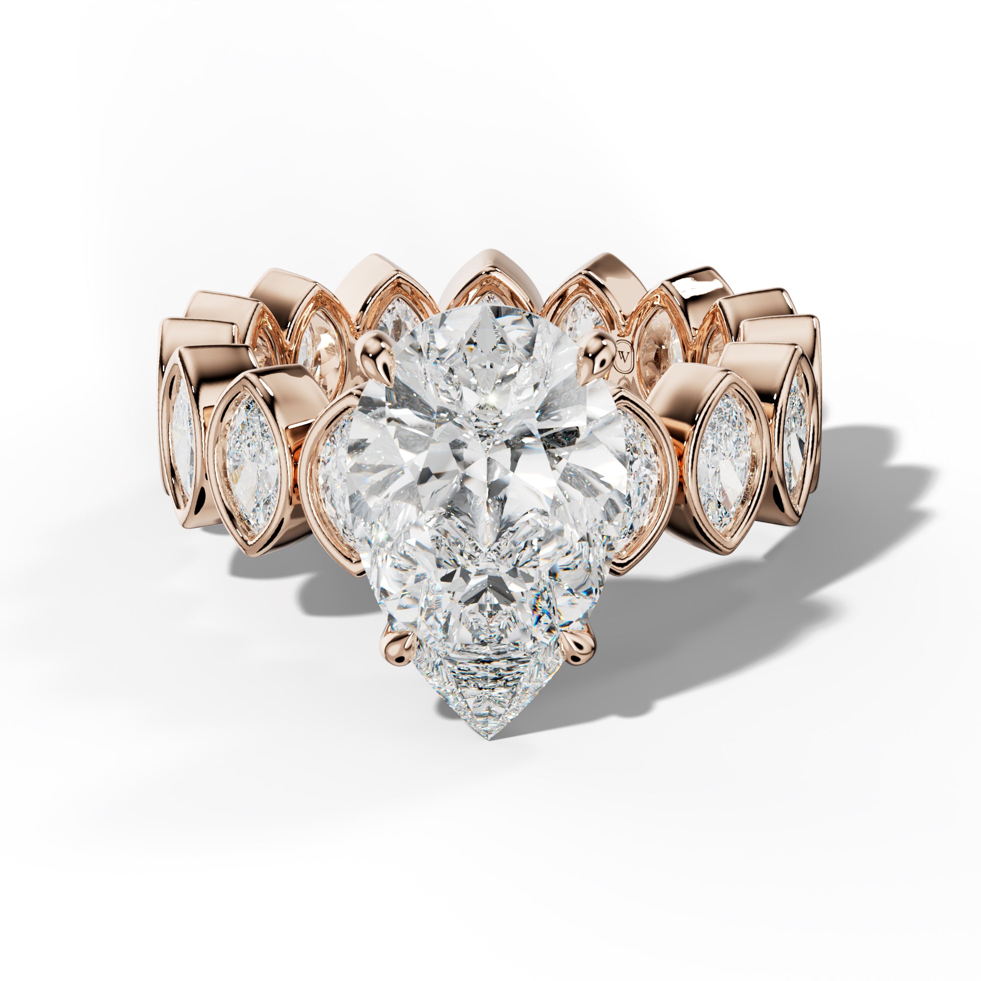 Delaney Pear Shape Engagement Ring With Marquise Side Stones