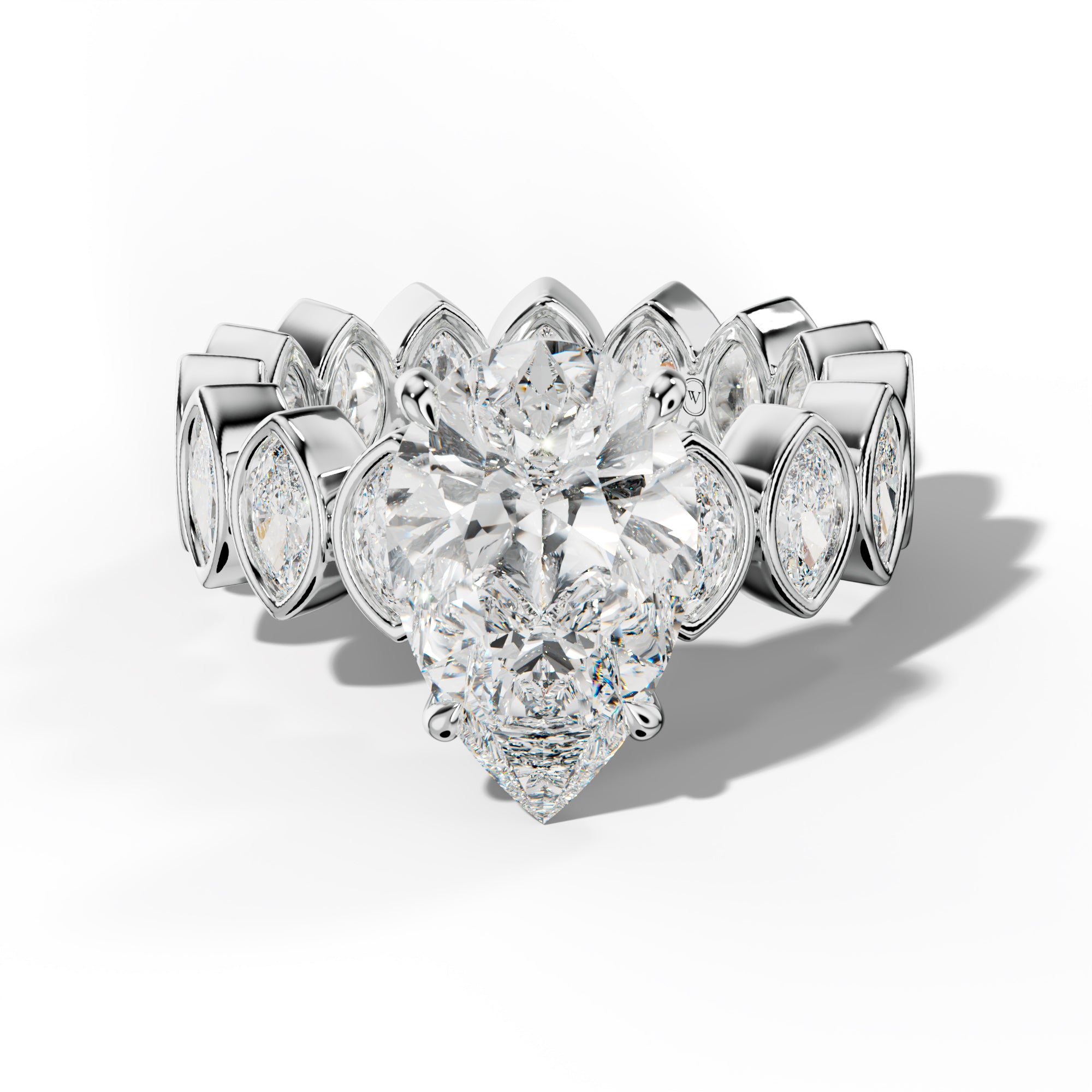 Delaney Pear Shape Engagement Ring With Marquise Side Stones