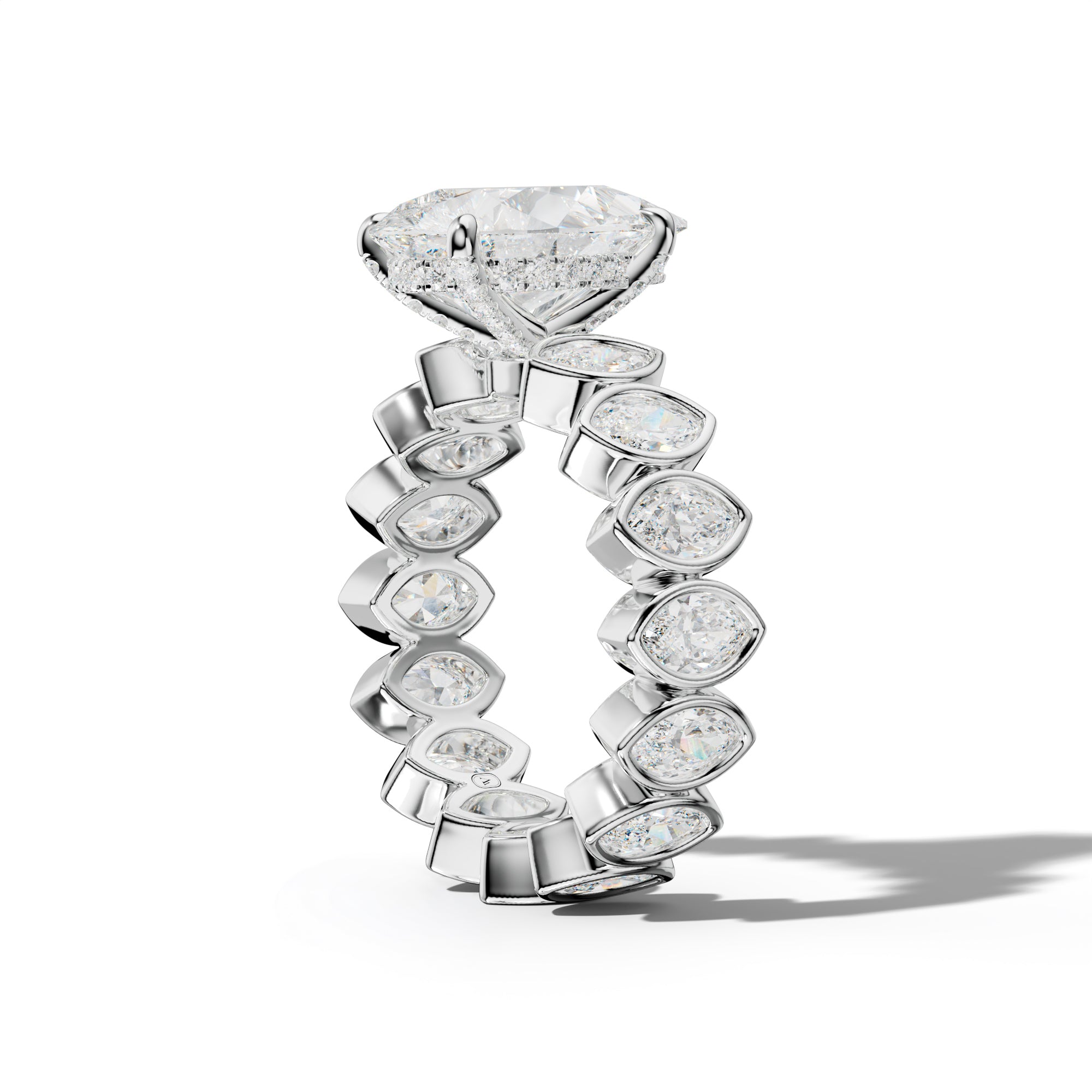 Delaney Pear Shape Engagement Ring With Marquise Side Stones