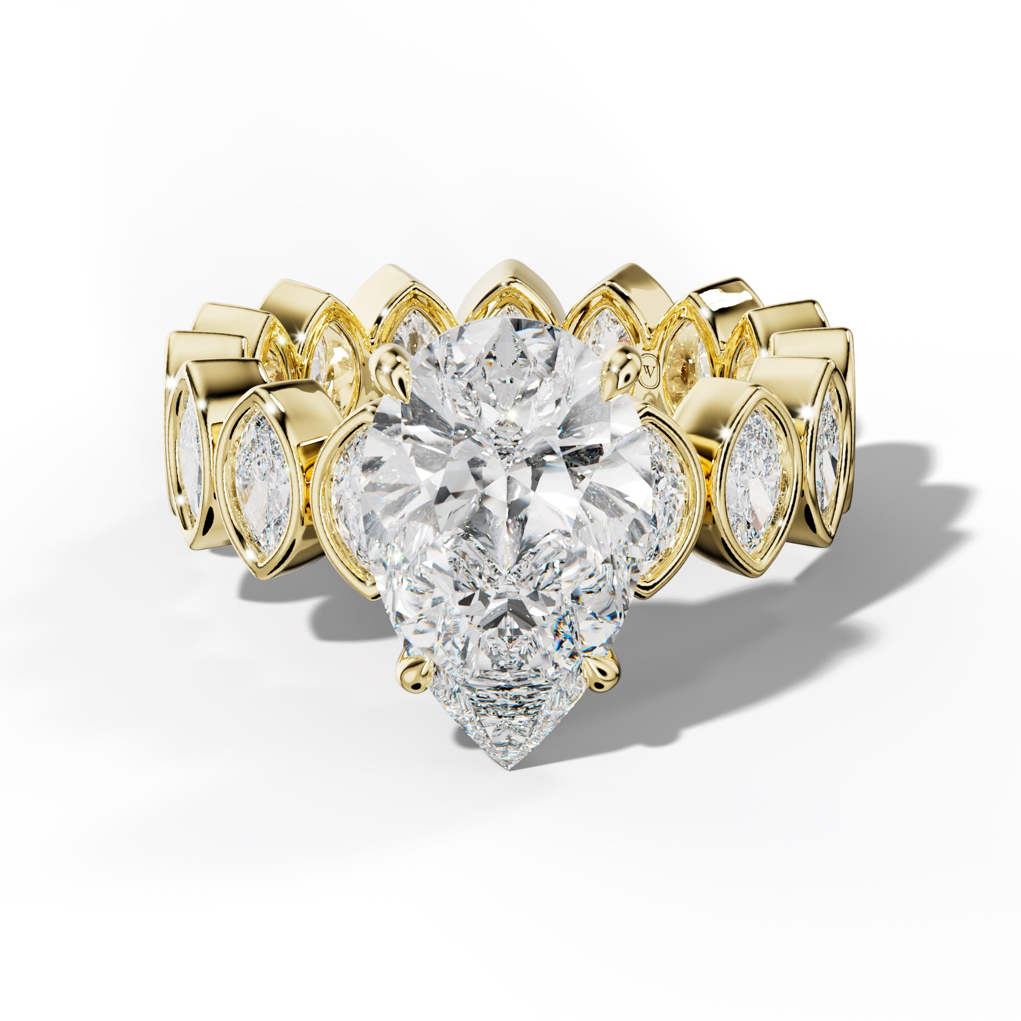 Delaney Pear Shape Engagement Ring With Marquise Side Stones