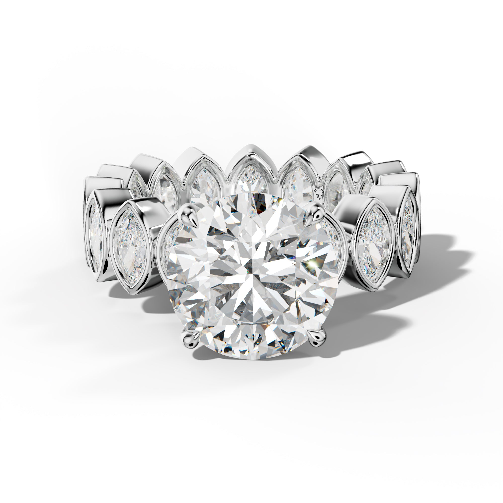 Delaney Round Diamond Engagement Ring With Marquise Side Stones