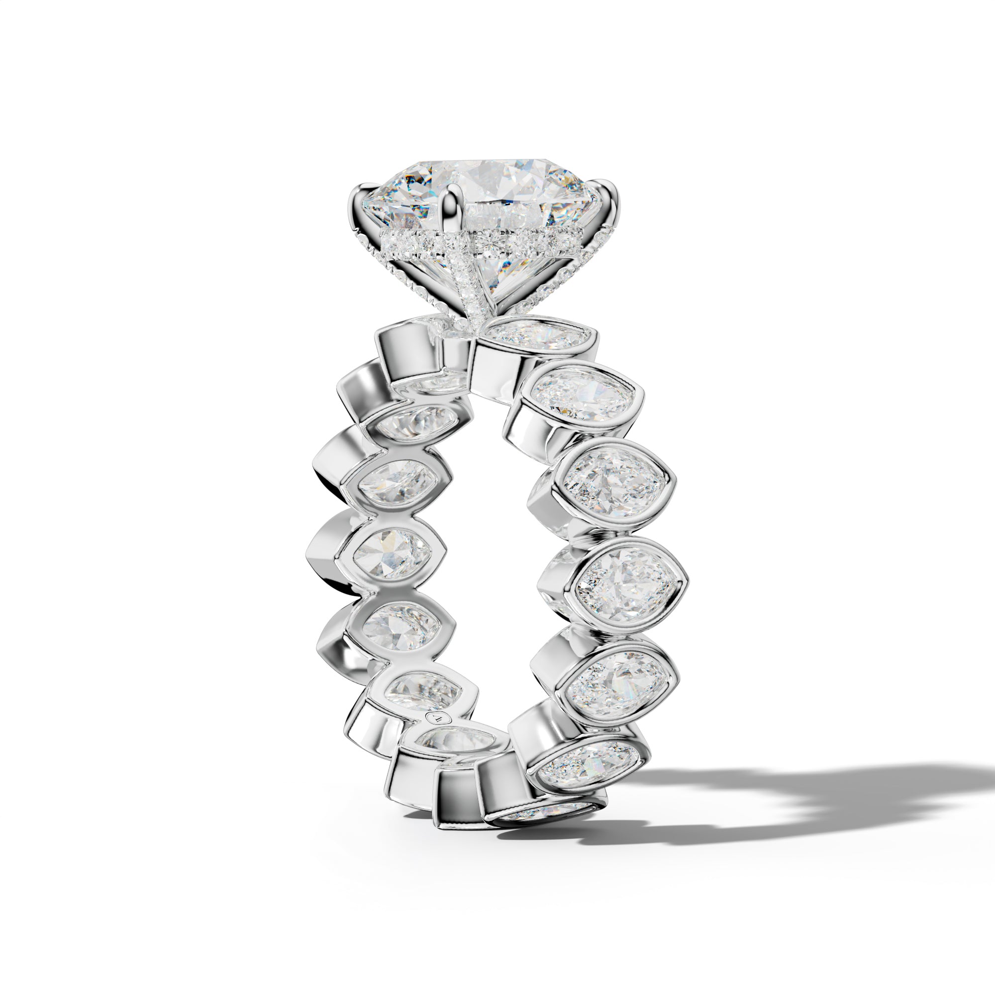 Delaney Round Diamond Engagement Ring With Marquise Side Stones