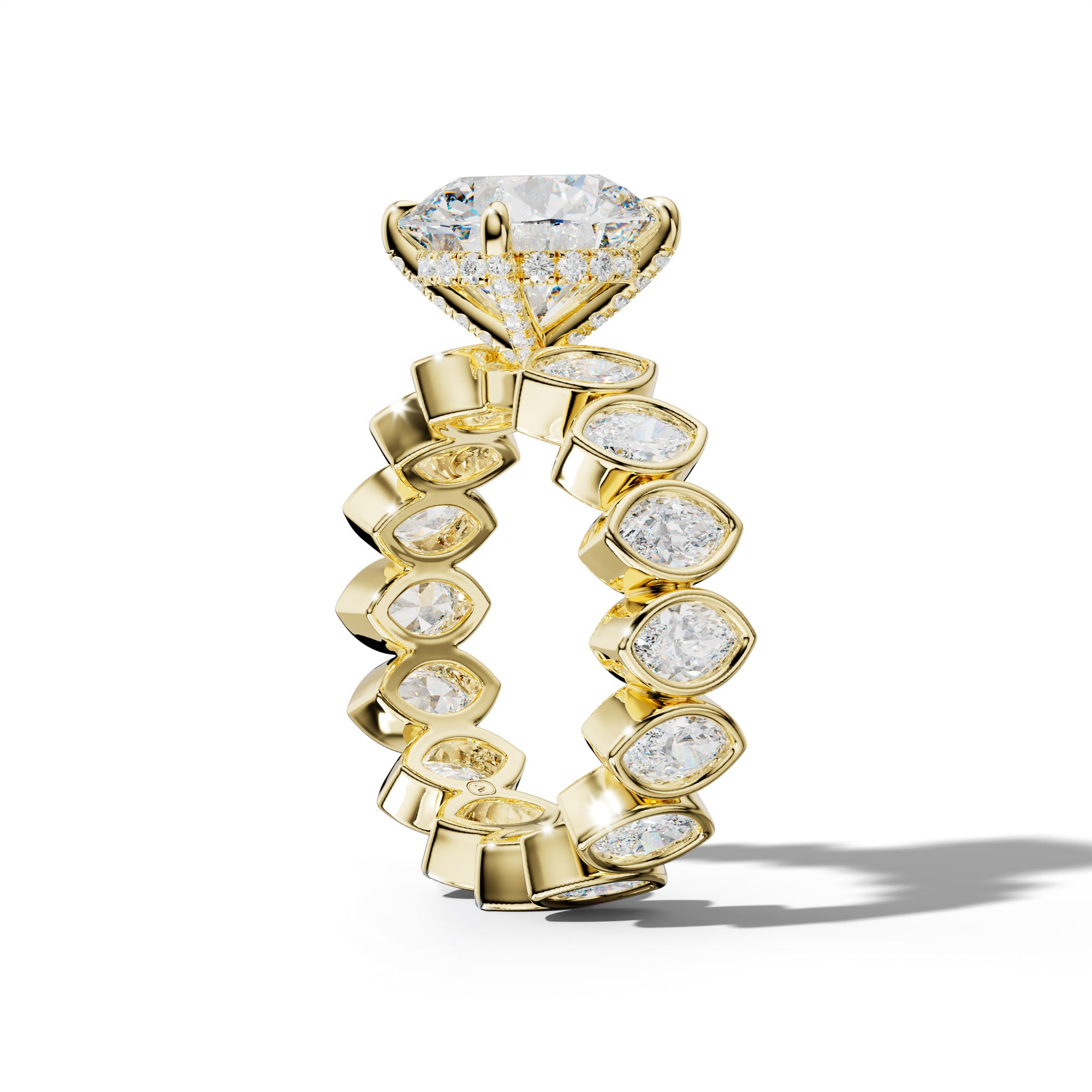 Delaney Round Diamond Engagement Ring With Marquise Side Stones