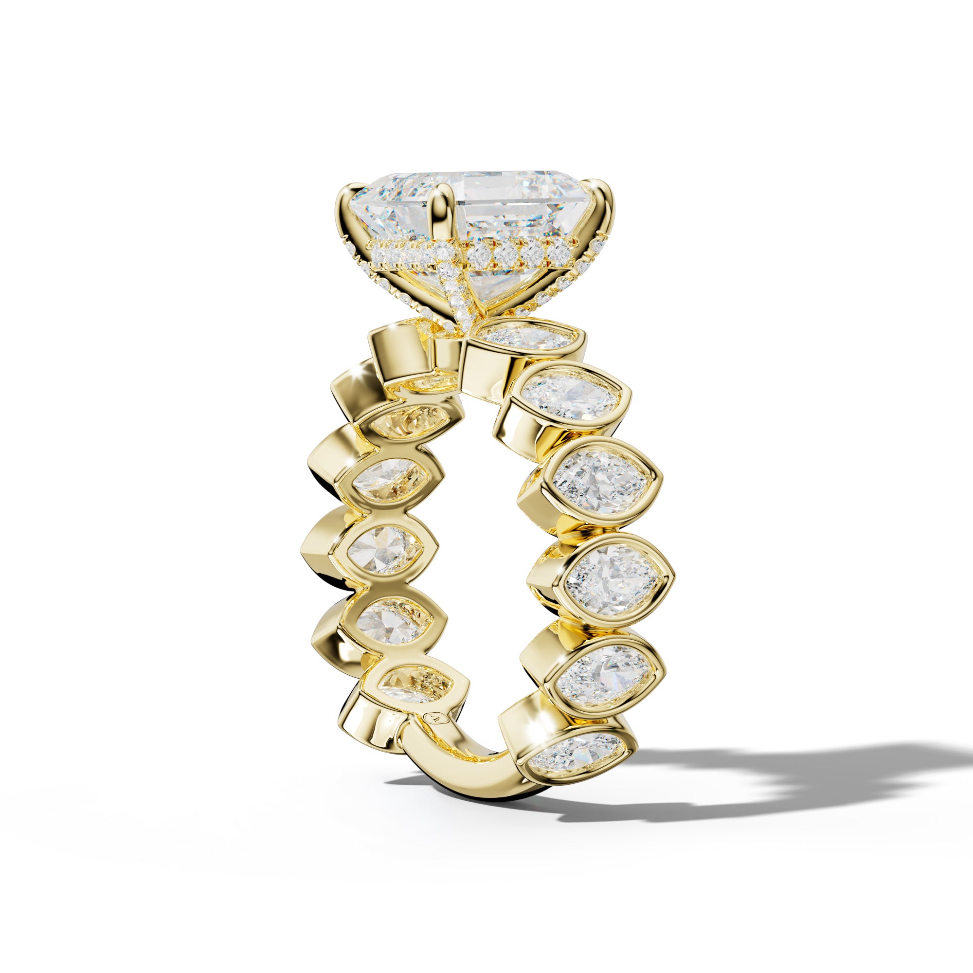 Riley Asscher Diamond Engagement Ring With Marquise Side Stones
