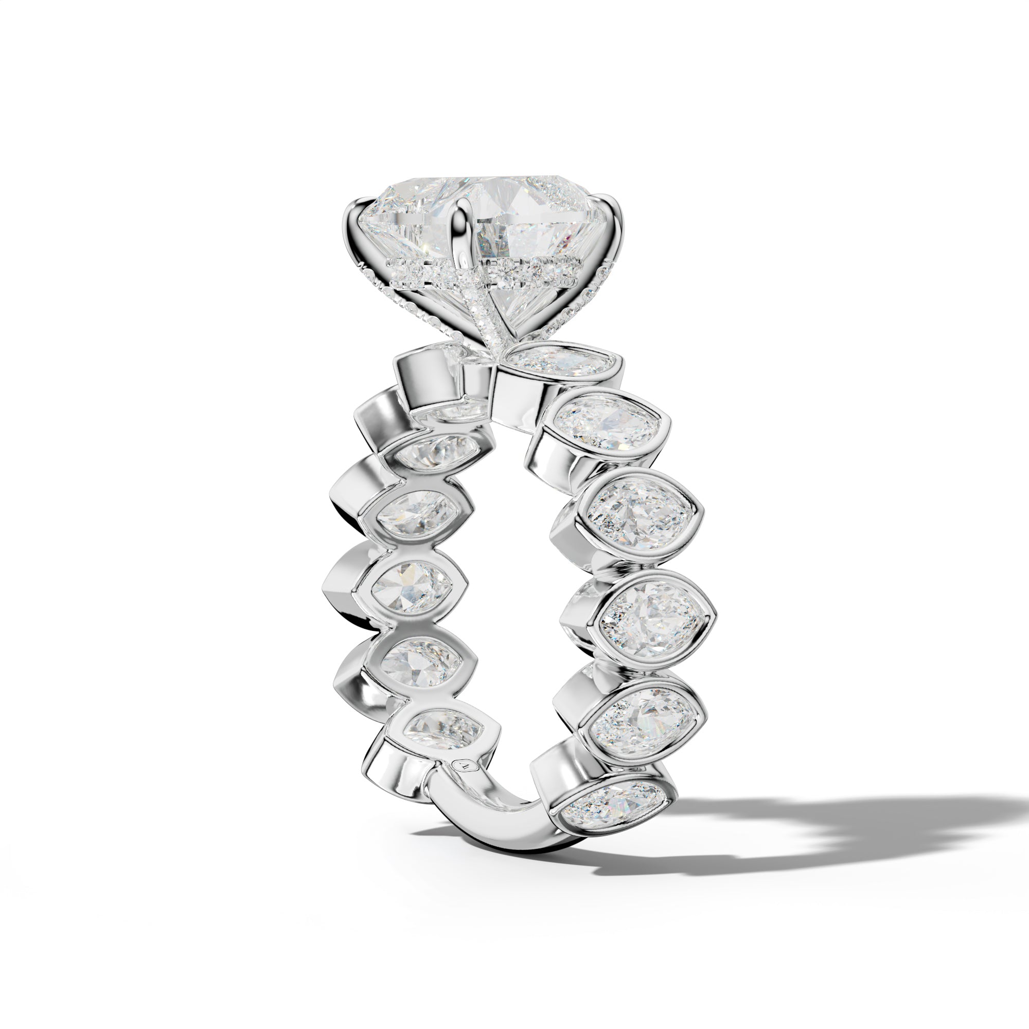 Riley Heart Diamond Engagement Ring With Marquise Side Stones