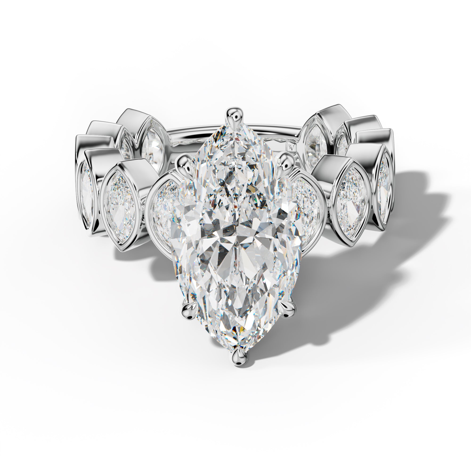 Riley Marquise Diamond Engagement Ring With Marquise Side Stones