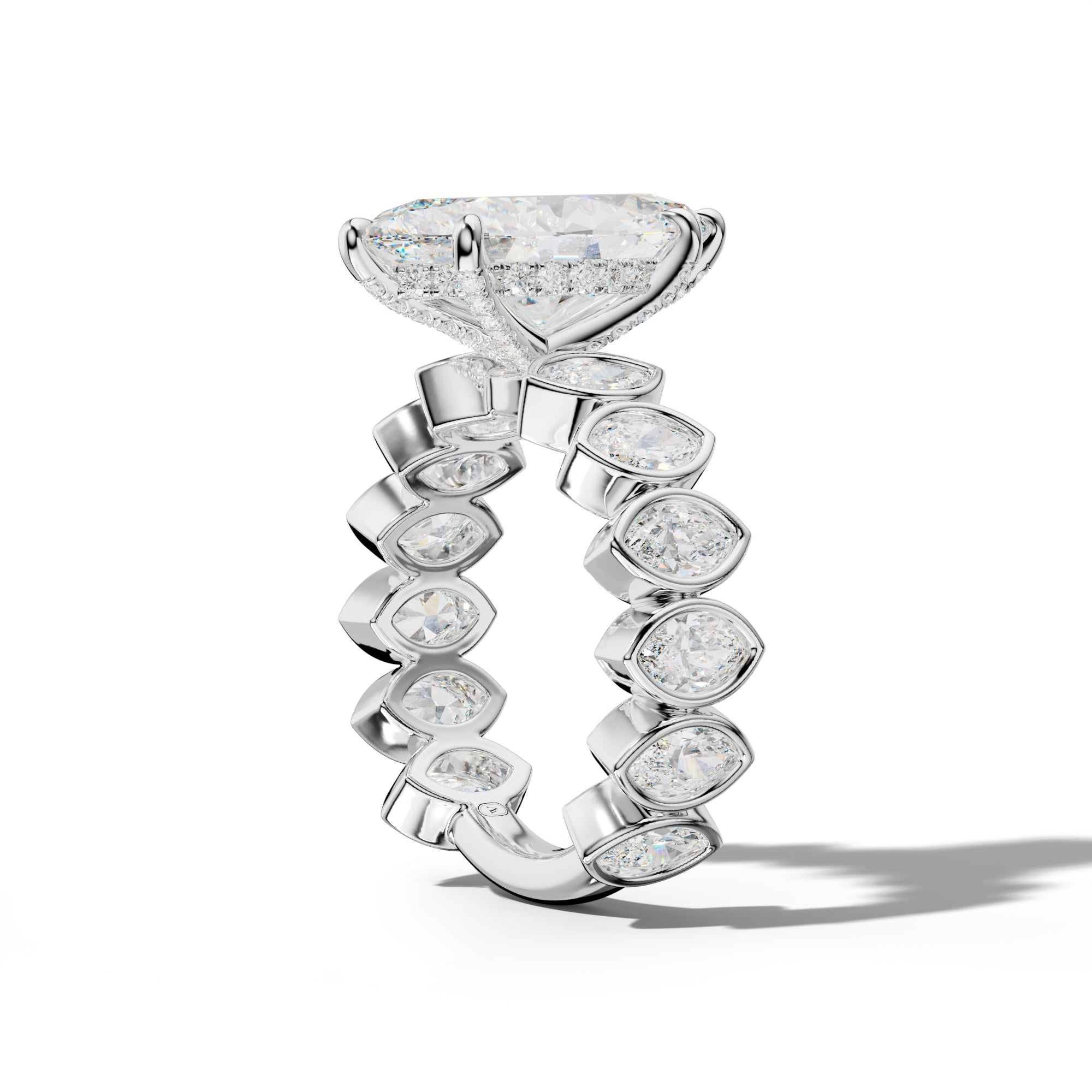 Riley Marquise Diamond Engagement Ring With Marquise Side Stones