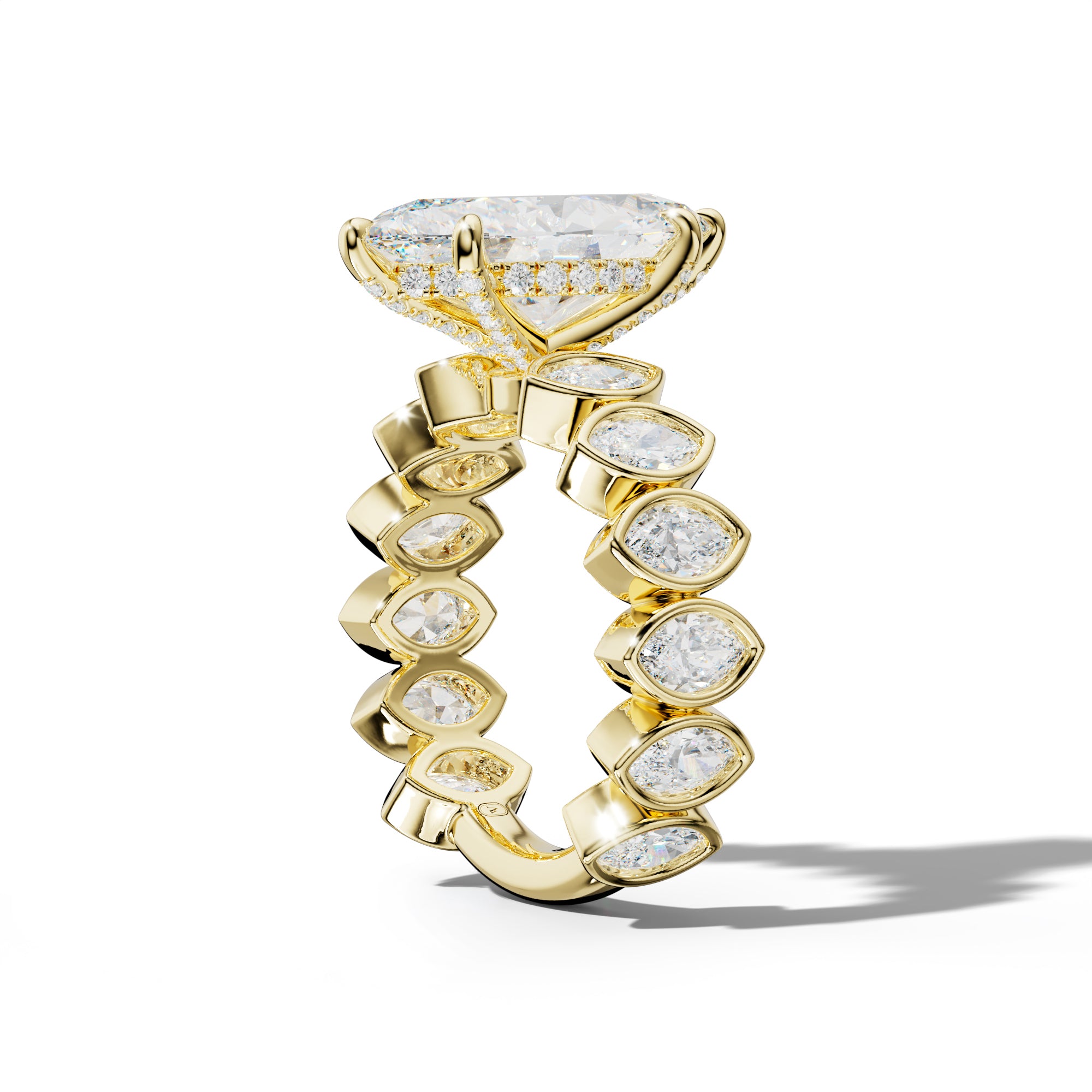 Riley Marquise Diamond Engagement Ring With Marquise Side Stones