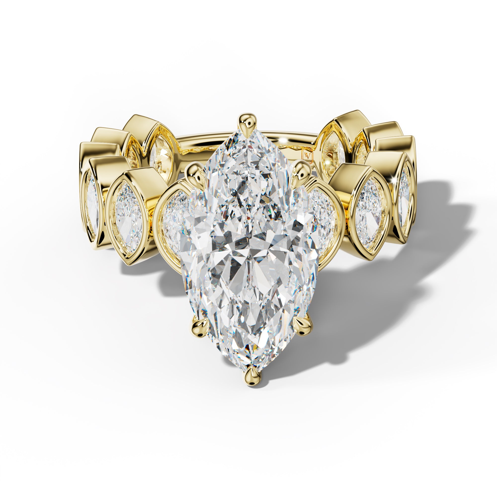 Riley Marquise Diamond Engagement Ring With Marquise Side Stones