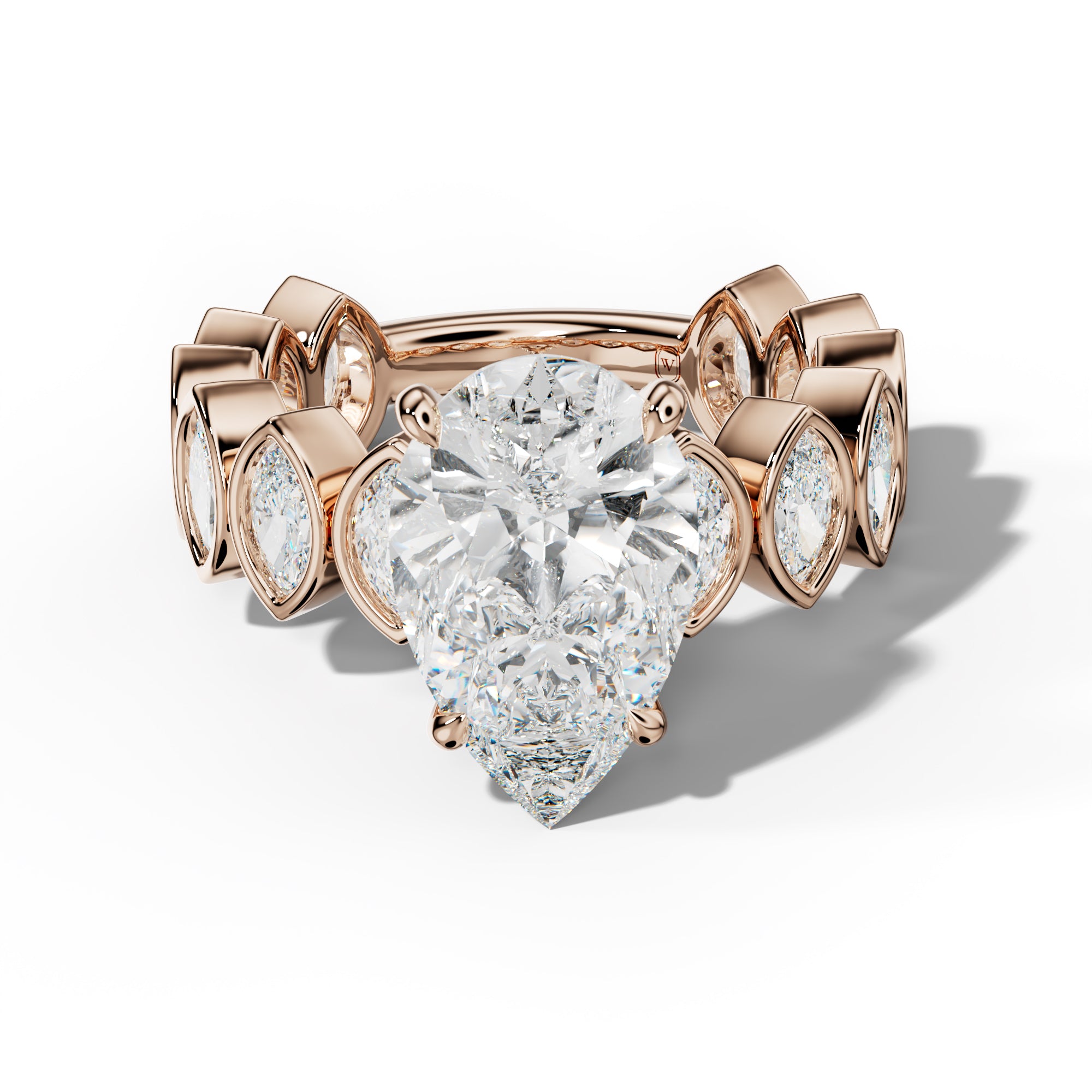 Riley Pear Shape Engagement Ring With Marquise Side Stones