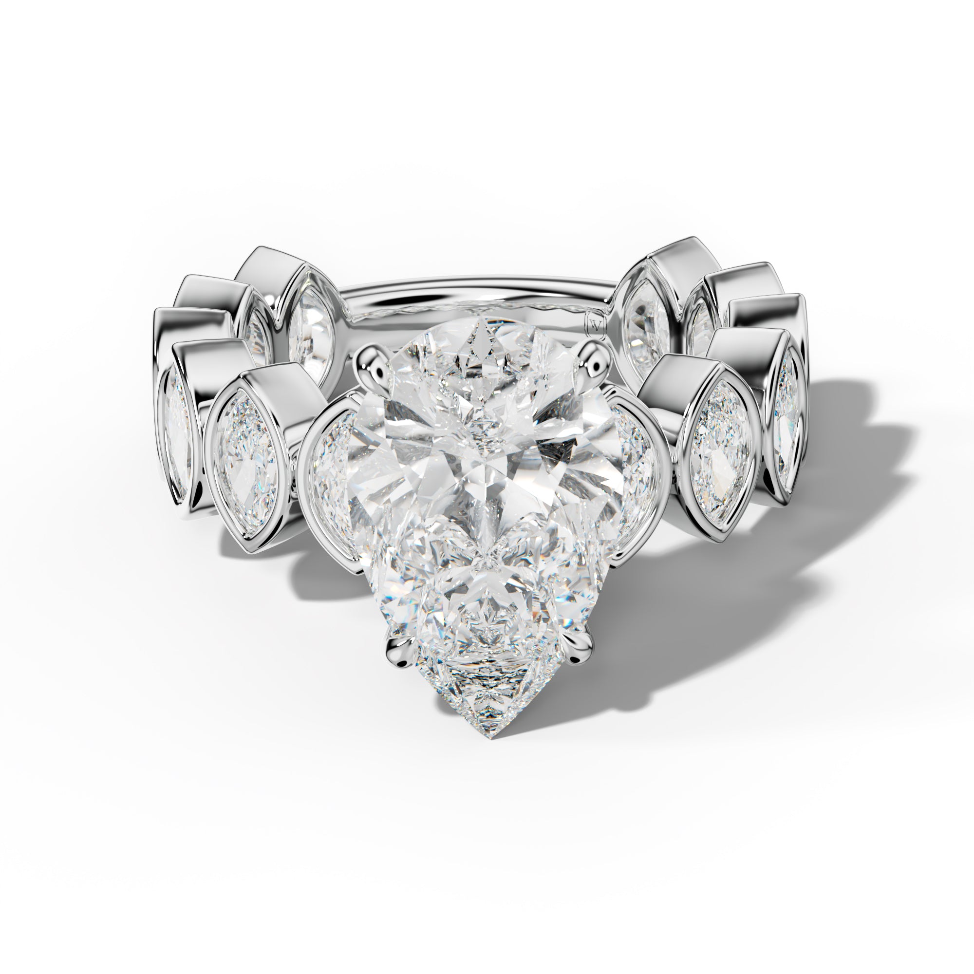 Riley Pear Shape Engagement Ring With Marquise Side Stones