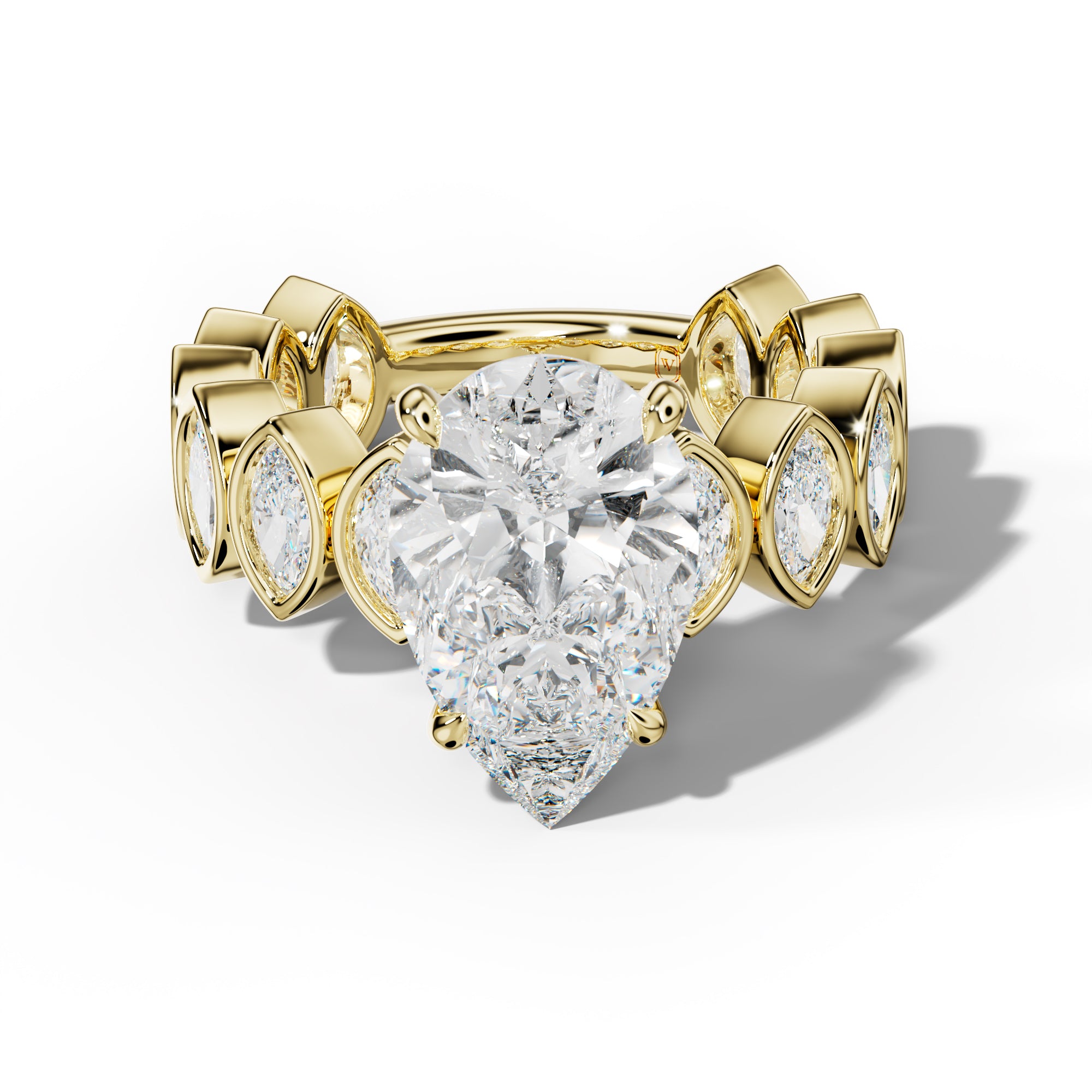 Riley Pear Shape Engagement Ring With Marquise Side Stones