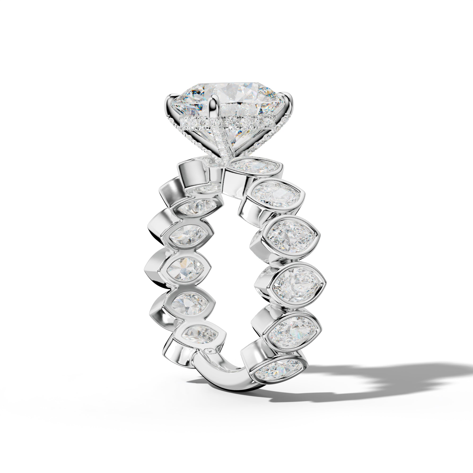 Riley Round Diamond Engagement Ring With Marquise Side Stones