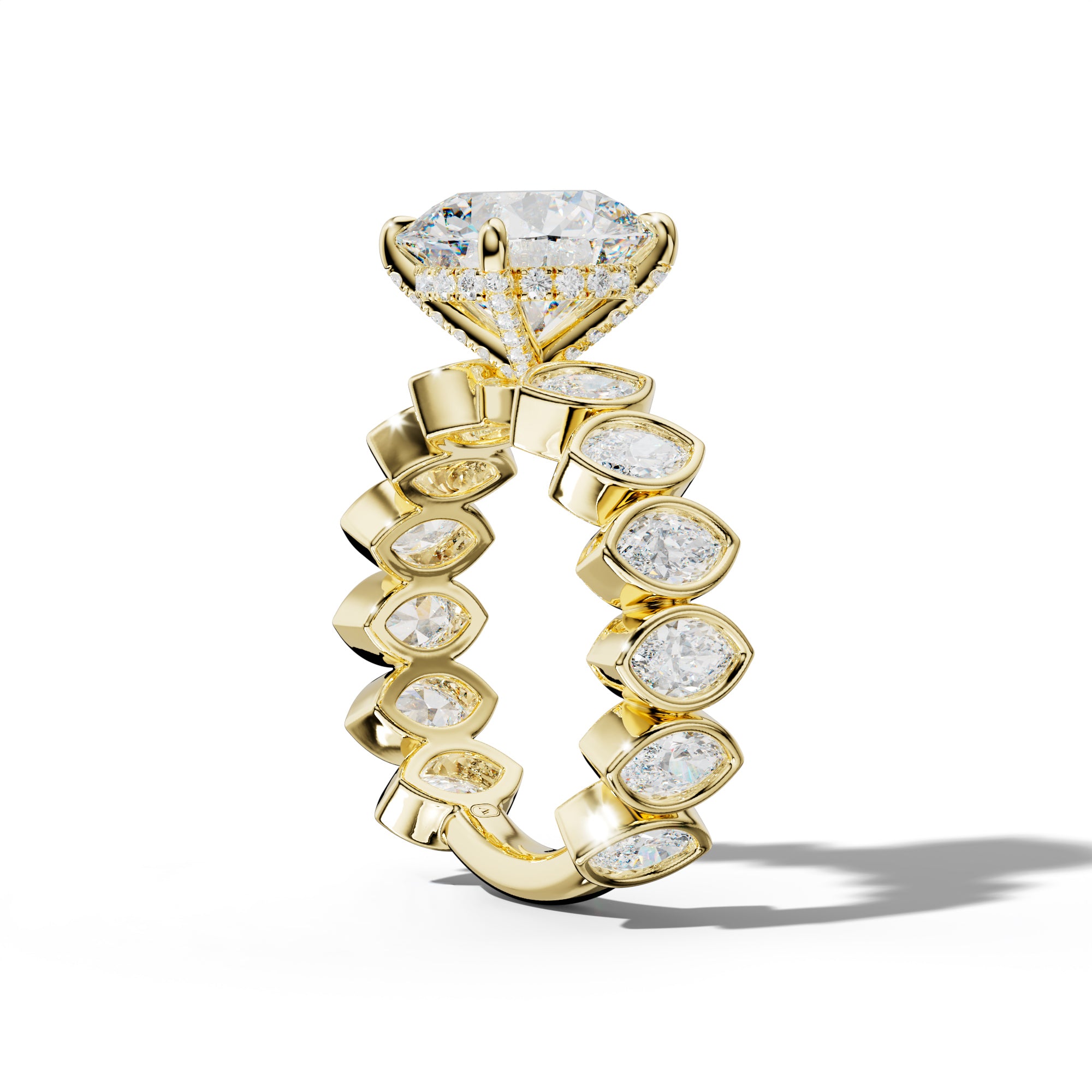 Riley Round Diamond Engagement Ring With Marquise Side Stones